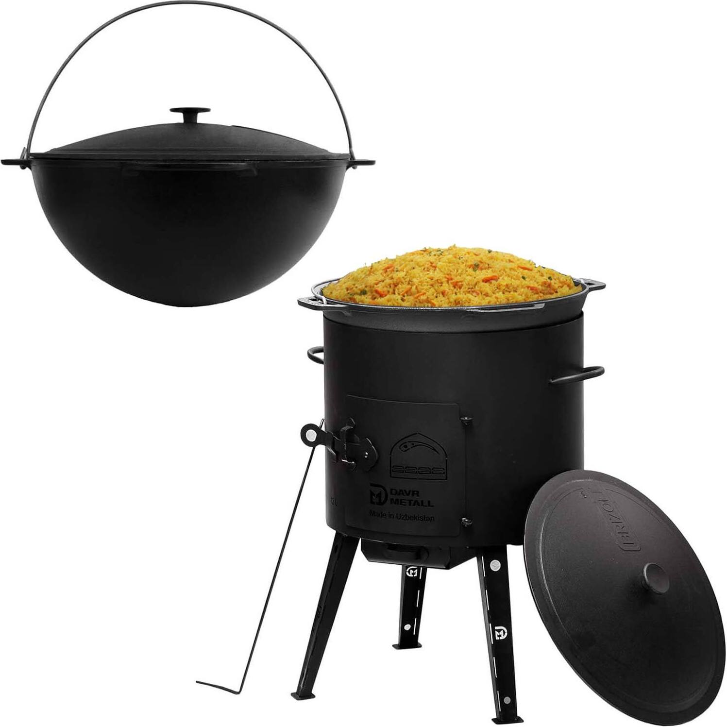 Set Cuisine Extérieur Uchag + Kazan - Acier 2mm - Barbecue Traditionnel Asie Centrale