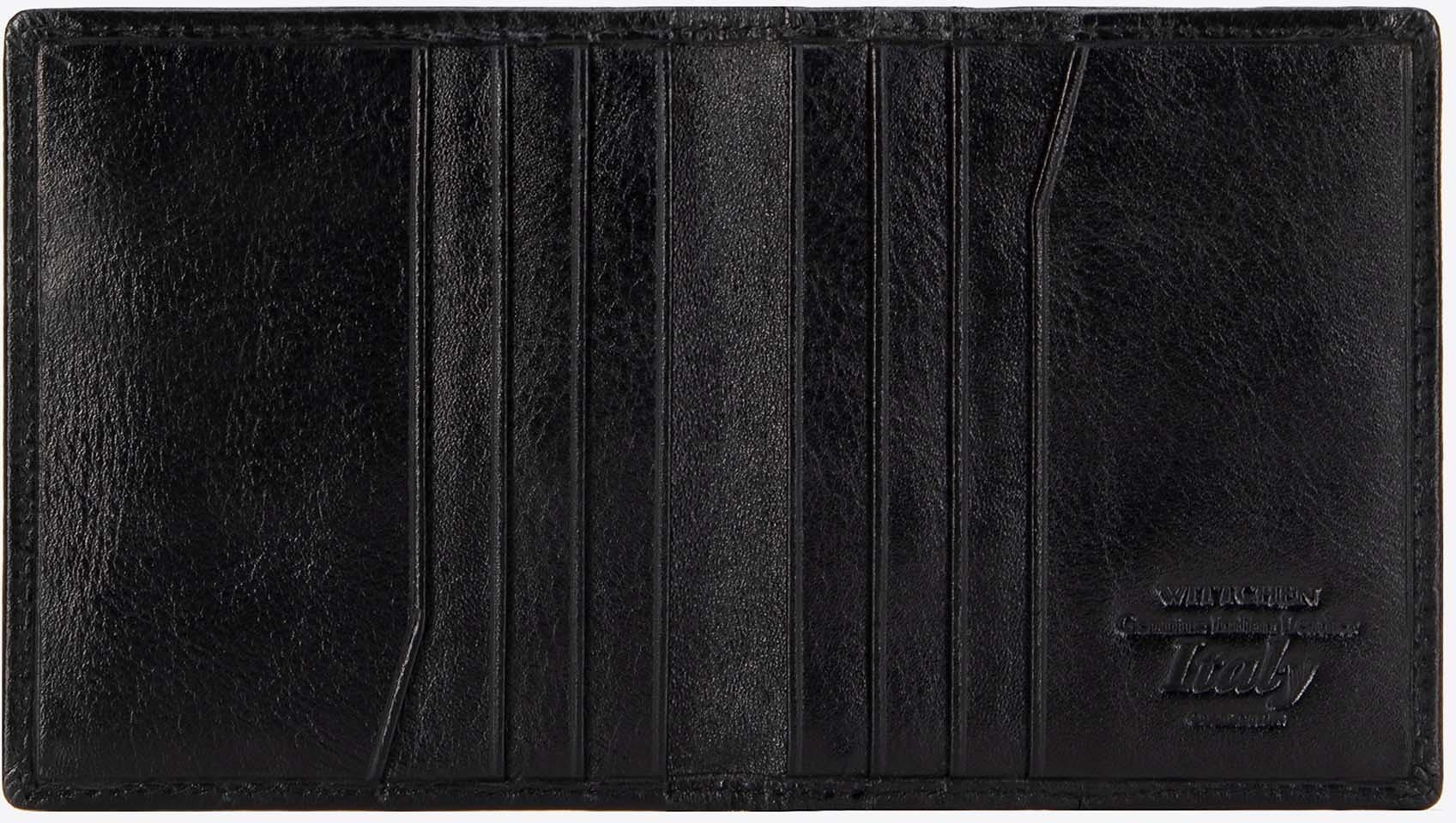 Wittchen Herren-Kartenetui aus Leder, klassisch klein, schwarz, naturfarben