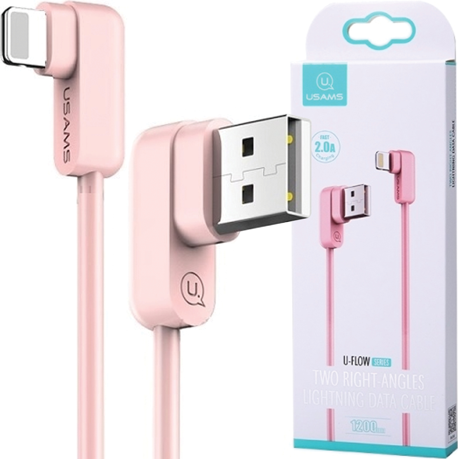 Usams U-Flow Lightning Uhlový Kábel 1,2 M 2A Ružový/Ružový Ipusbcy03 (Us-Sj165)