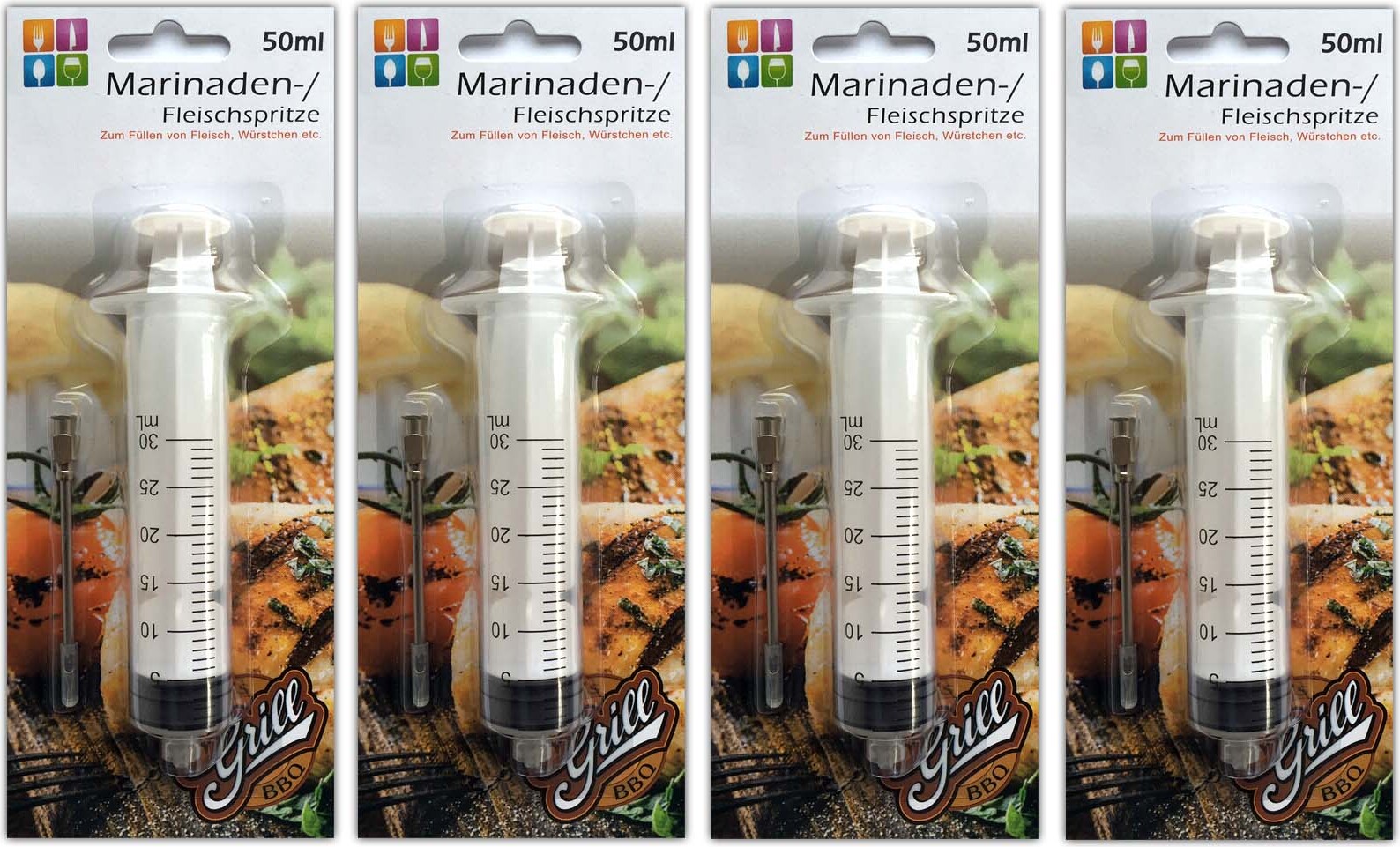HAC24 4er Set Marinaden/Fleischspritze Gewürzspritze | Marinadenspritze Marinierspritze 136267180