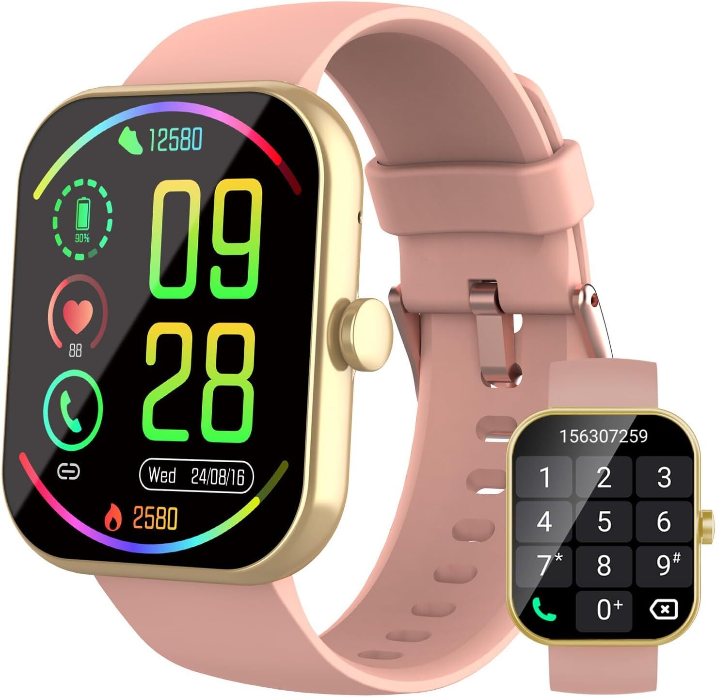 Fempoin Damen Herren Smartwatch mit Telefonfunktion Pulsmesser/Schlafmonitor Fitnesstracker Schrittzähler Fitness