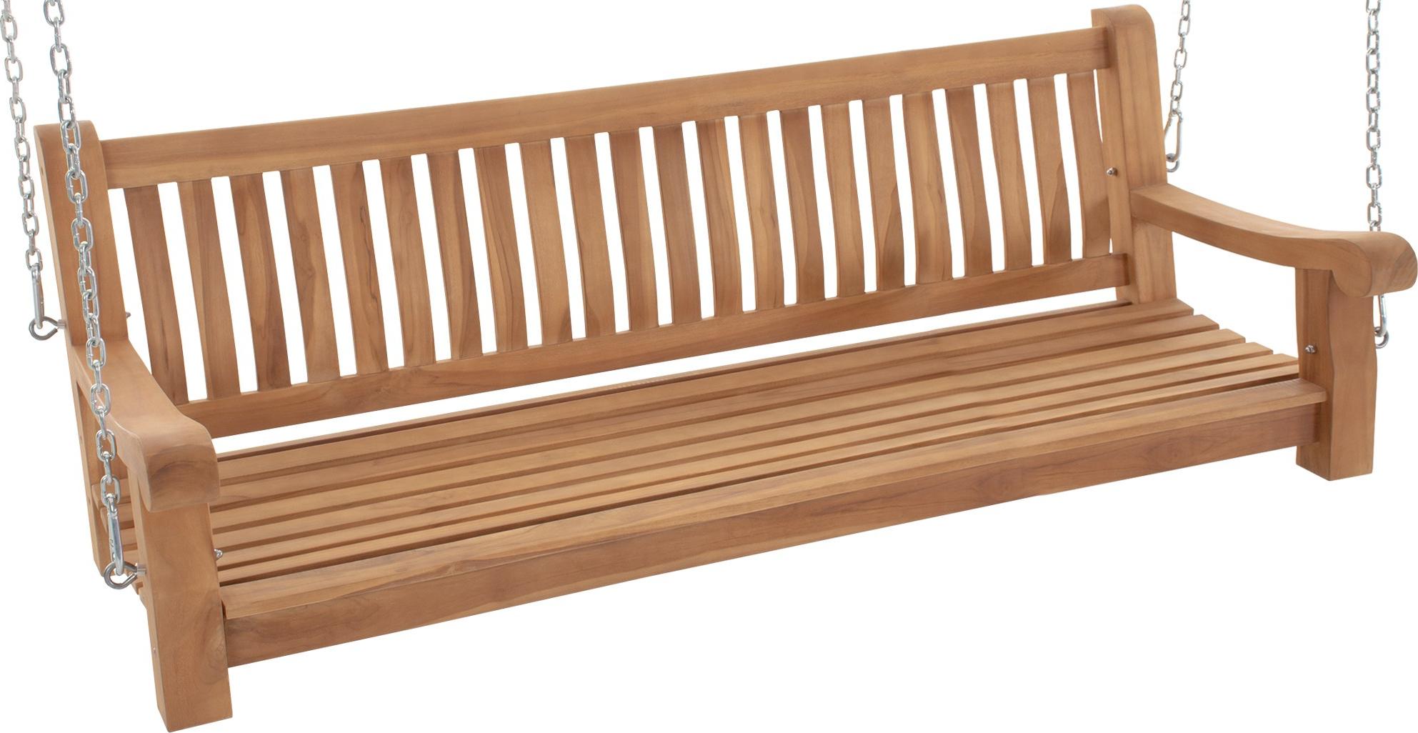 Schaukelbank MUVER - Holz Teak 180x70x62 cm | Hängebank Gartenschaukel Zum Aufhängen Veranda-Schaukel