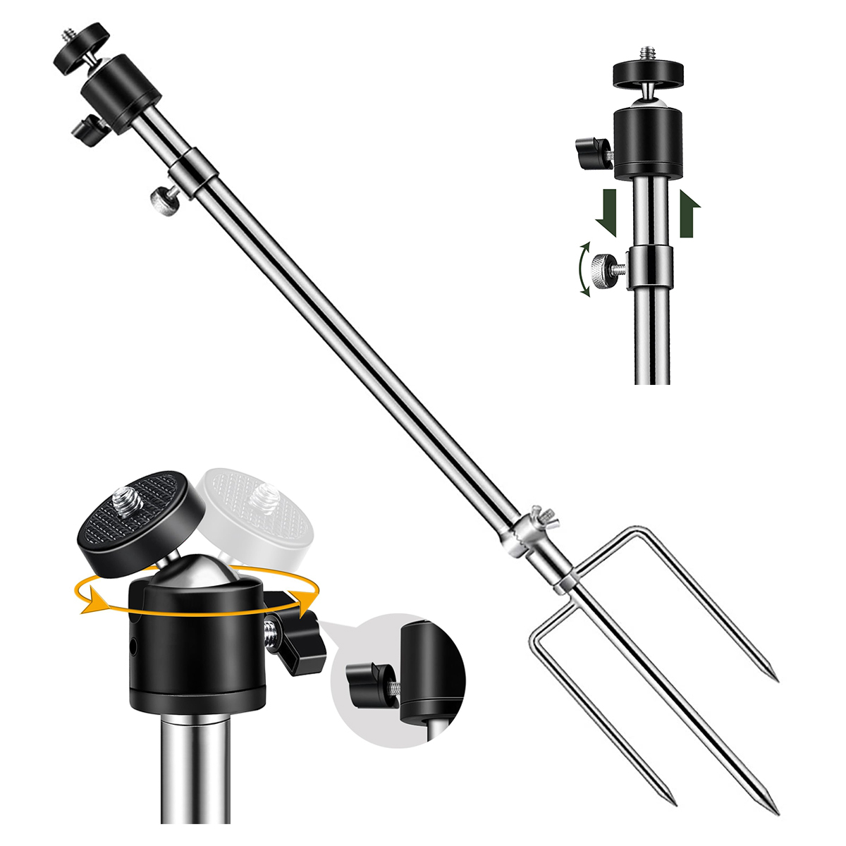 Dopwii 3-in-1 Angellampen-Ständer mit Erdspieß – Verstellbarer Ständer für Nachtangeln, ideal für Angelbox, Angelstuhl und Outdoor-Angeln. KAUF-Wohn-OD978-15