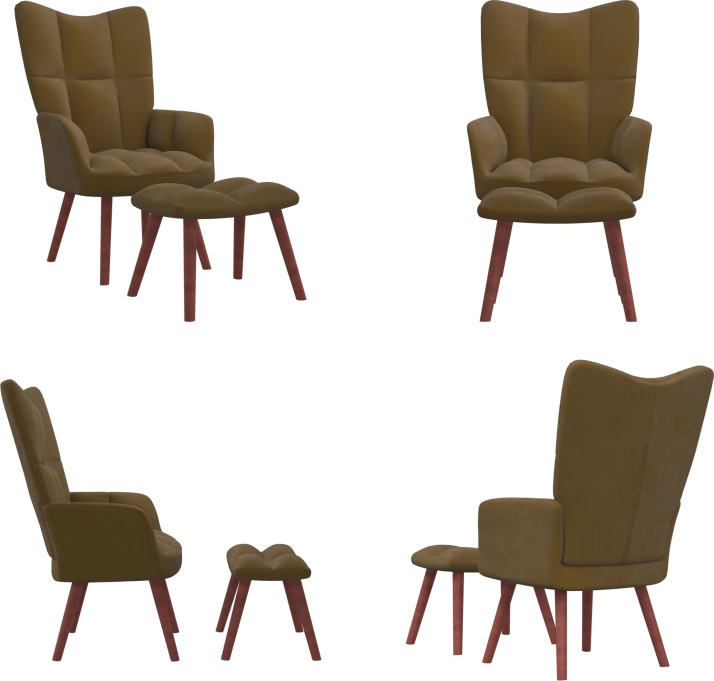 vidaXL Relaxsessel mit Hocker Braun Samt - Relaxsessel Mit Hocker - Relaxsessel Mit Fußhocker - Sessel Mit Hocker - Sessel Mit Fußhocker HL328070