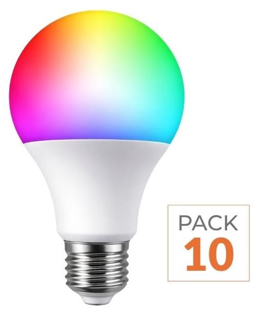 Silamp 10er-Pack – WLAN-fähige LED-Glühbirne E27 8,5 W RGBW A60 P-E27-8W-RGBWW-WF