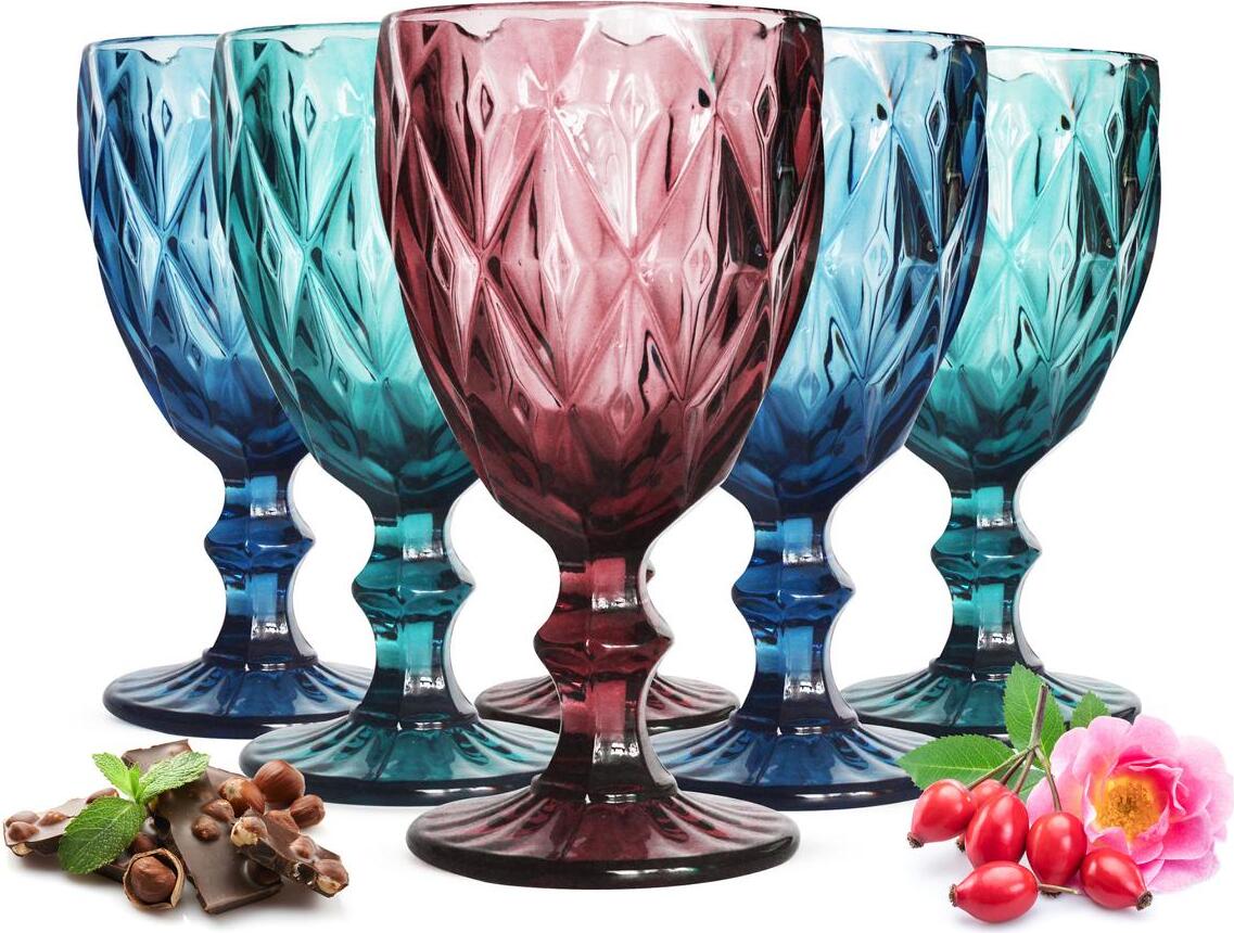 Sendez 6 bunte Weingläser 300ml Weinglas Rotweingläser Weißweinglas