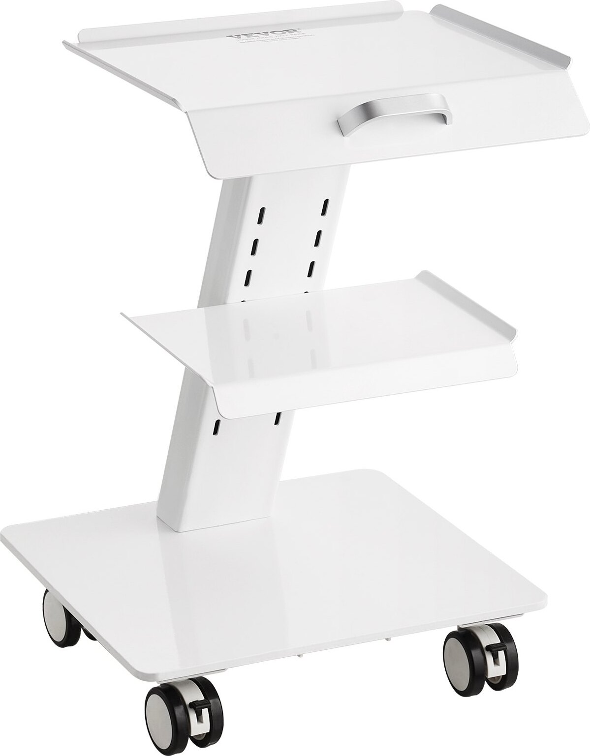 Zerbaco Laborwagen, 3-lagiger Laborwagen mit Rollen, Mobiler Metallwagen mit Lenkrollen, Servierwagen Klinikwagen mit Tablett und 100 kg Tragkraft, für Labor, Klinik, Schönheitssalon K-SH002