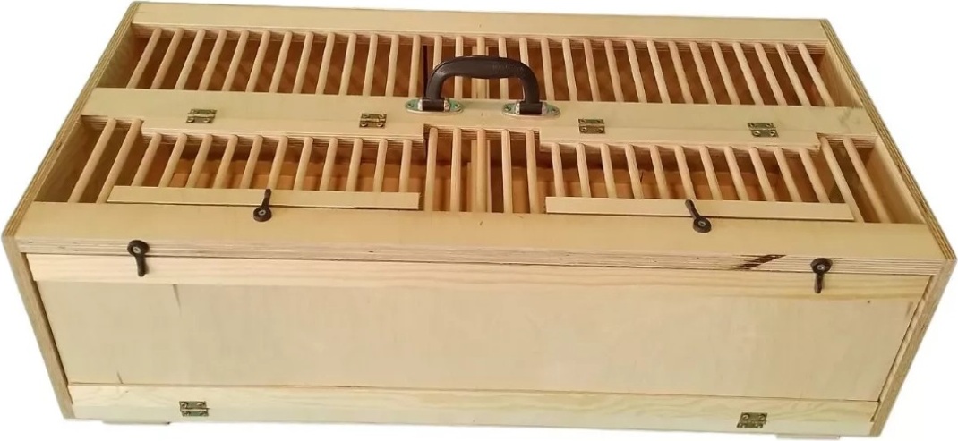 F&R Transportkorb Transportkiste Transportbox für Tauben Transportieren Tiere Tragegriff zwei Abteile 80 x 40cm