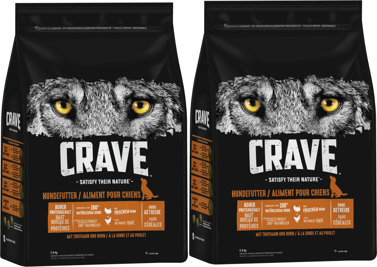 CRAVE™ Hund Beutel mit Truthahn und Huhn 2 x 2,8kg