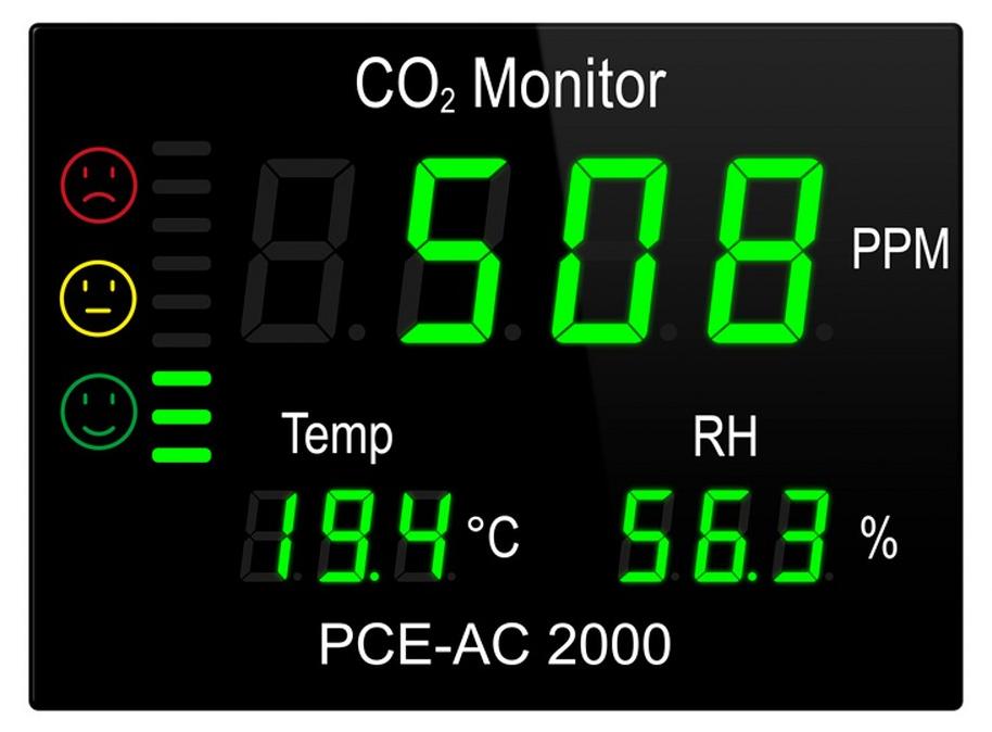 PCE CO2-Messgerät PCE-AC 2000 Raumluftqualität mit Temperatur und Feuchtigkeitsanzeige