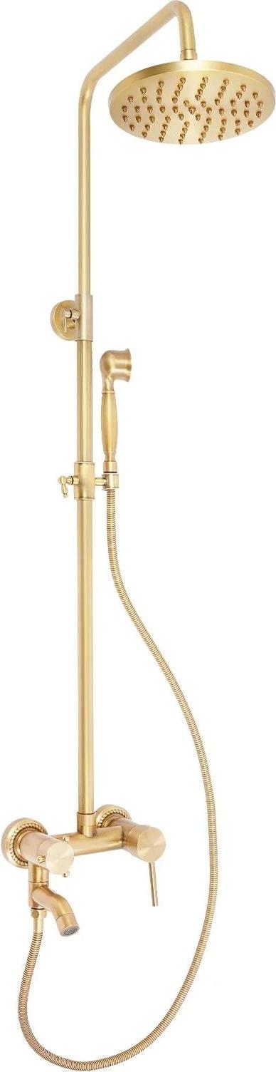 Antikes Regendusche Set - Duschsystem - Messing Armatur mit Mischer - Regenduschkopf - Retro Stil - Duscharmatur