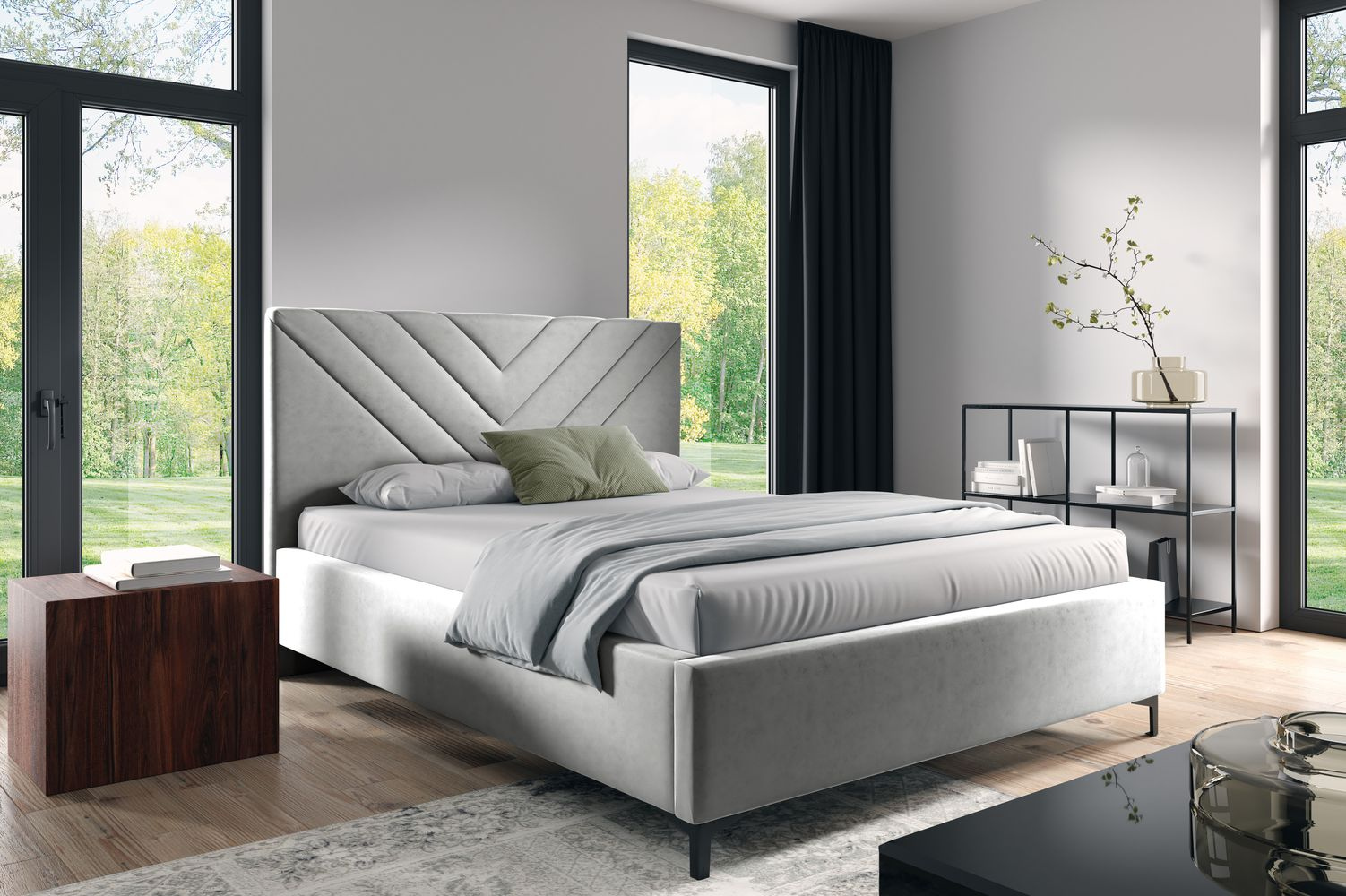 Čalúnená posteľ 180x200 ODETA 9 - svetlo šedá