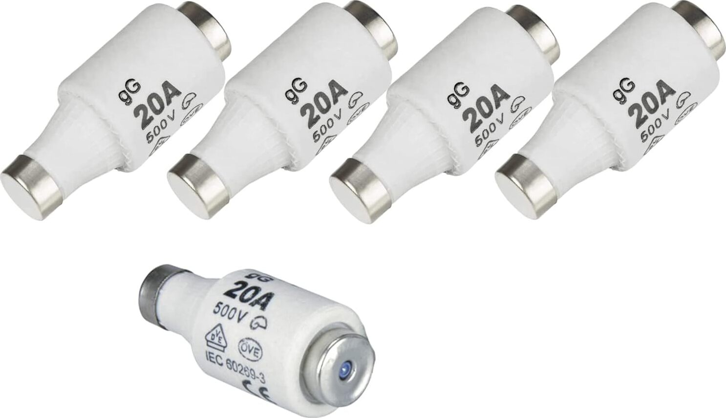 Grenda-hammer Sicherung DIAZED DII E27 6 bis 25A Blister mit 5 Stück Schmelzsicherungen – 20A (blau)