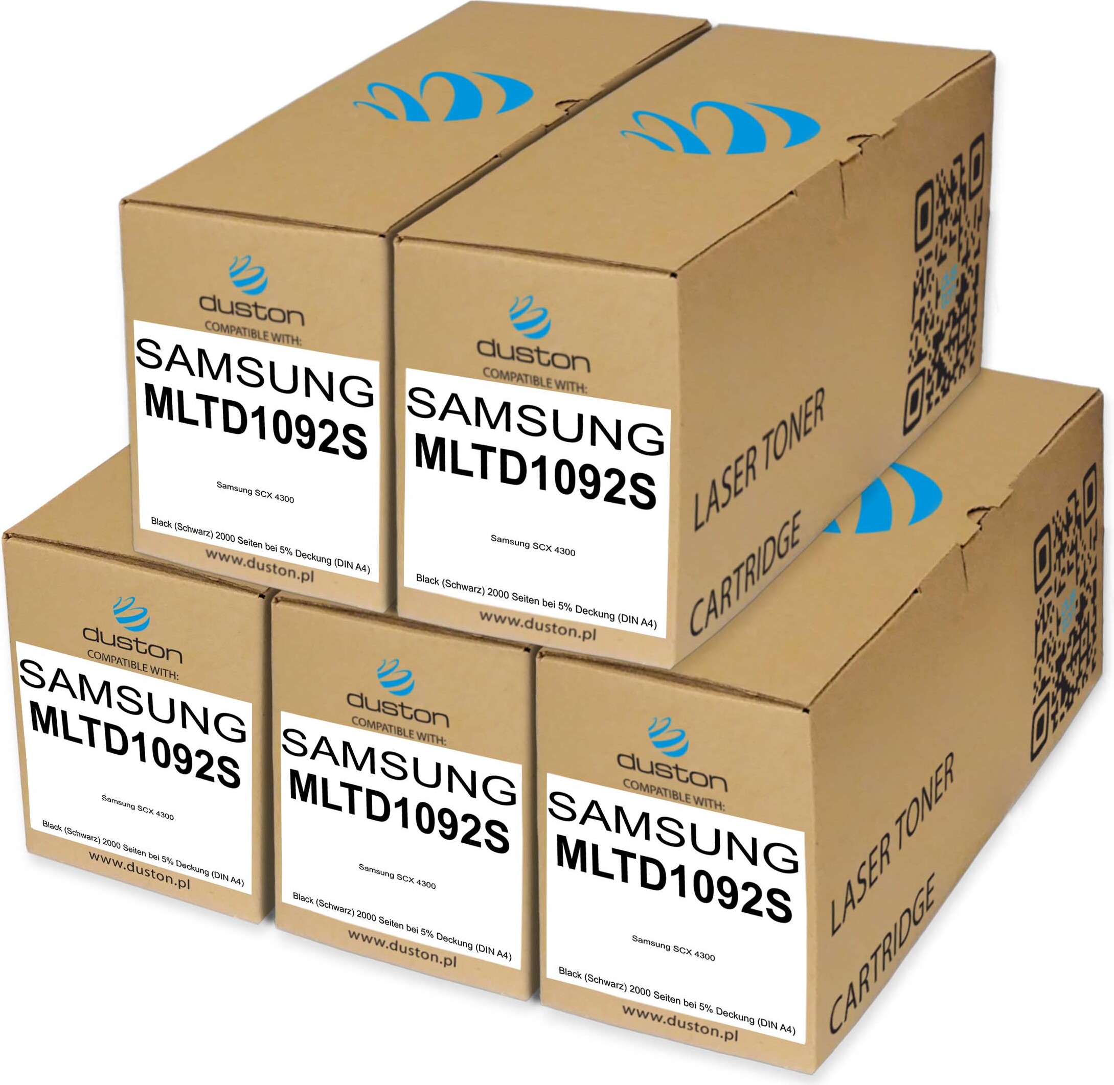 5x MLTD1092S, MLT-D1092S Tonerová kazeta do tlačiarne čiernej farby kompatibilná so Samsung SCX4300