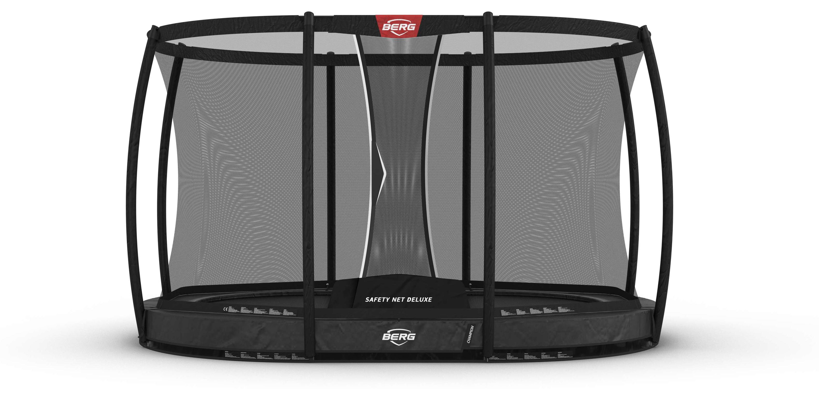 BERG Bodentrampolin Grand Champion InGround 350 + Sicherheitsnetz Deluxe Grau 30.33.73.32