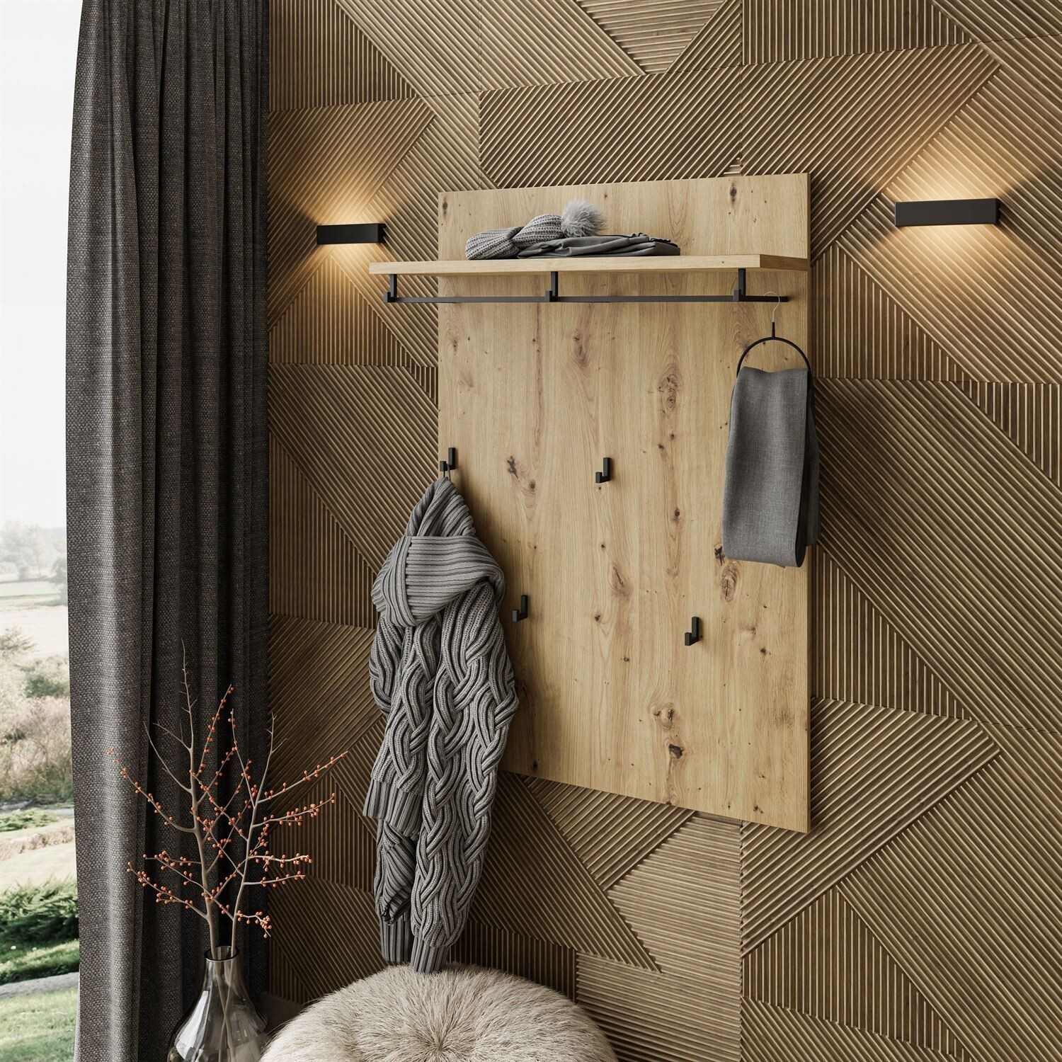 Panel so závesmi TOP Artisan Oak