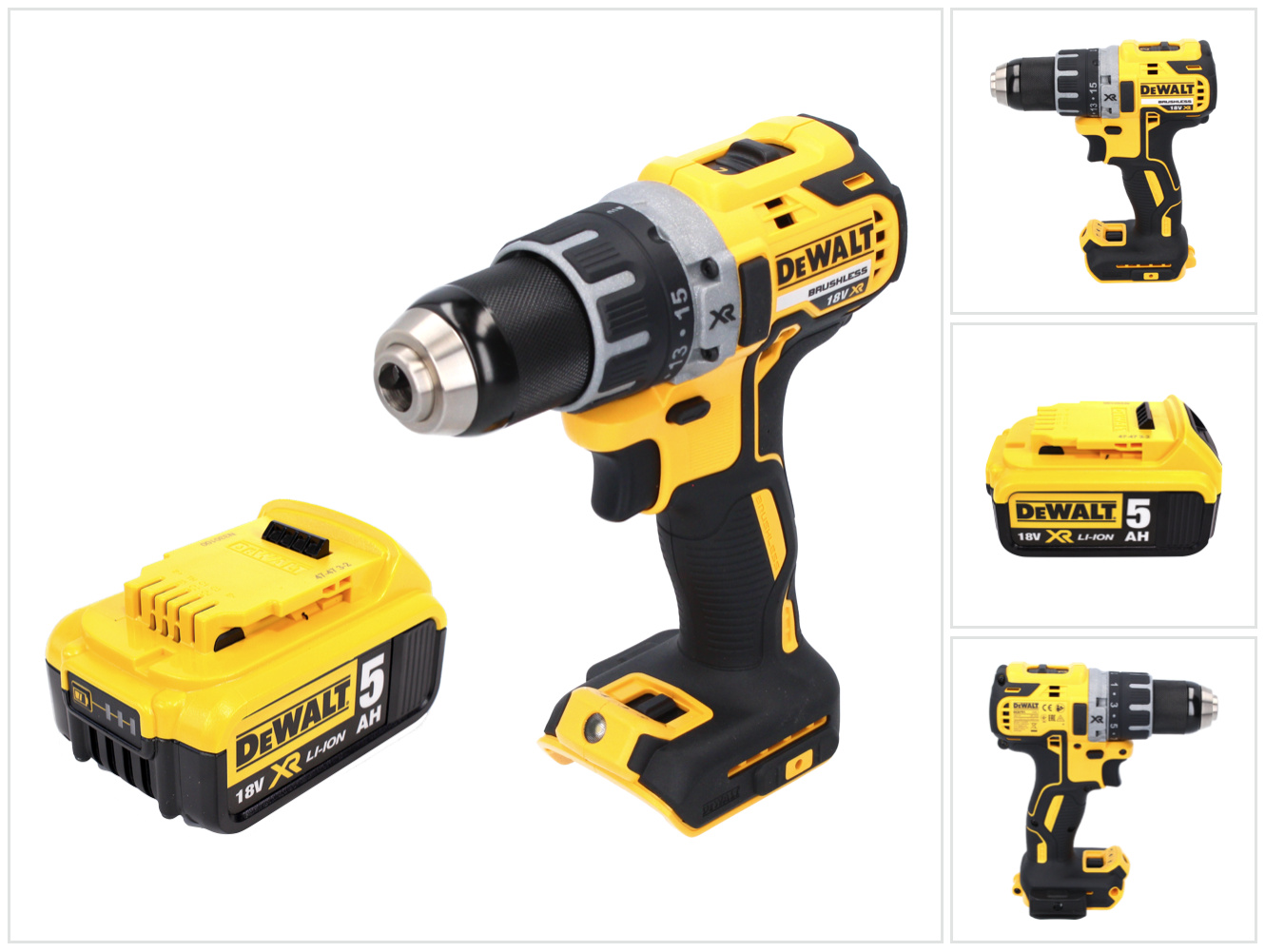Akumulátorový vŕtací skrutkovač DeWalt DCD 791 N 18 V 70 Nm bez kefiek + 1x akumulátor 5,0 Ah - bez nabíjačky