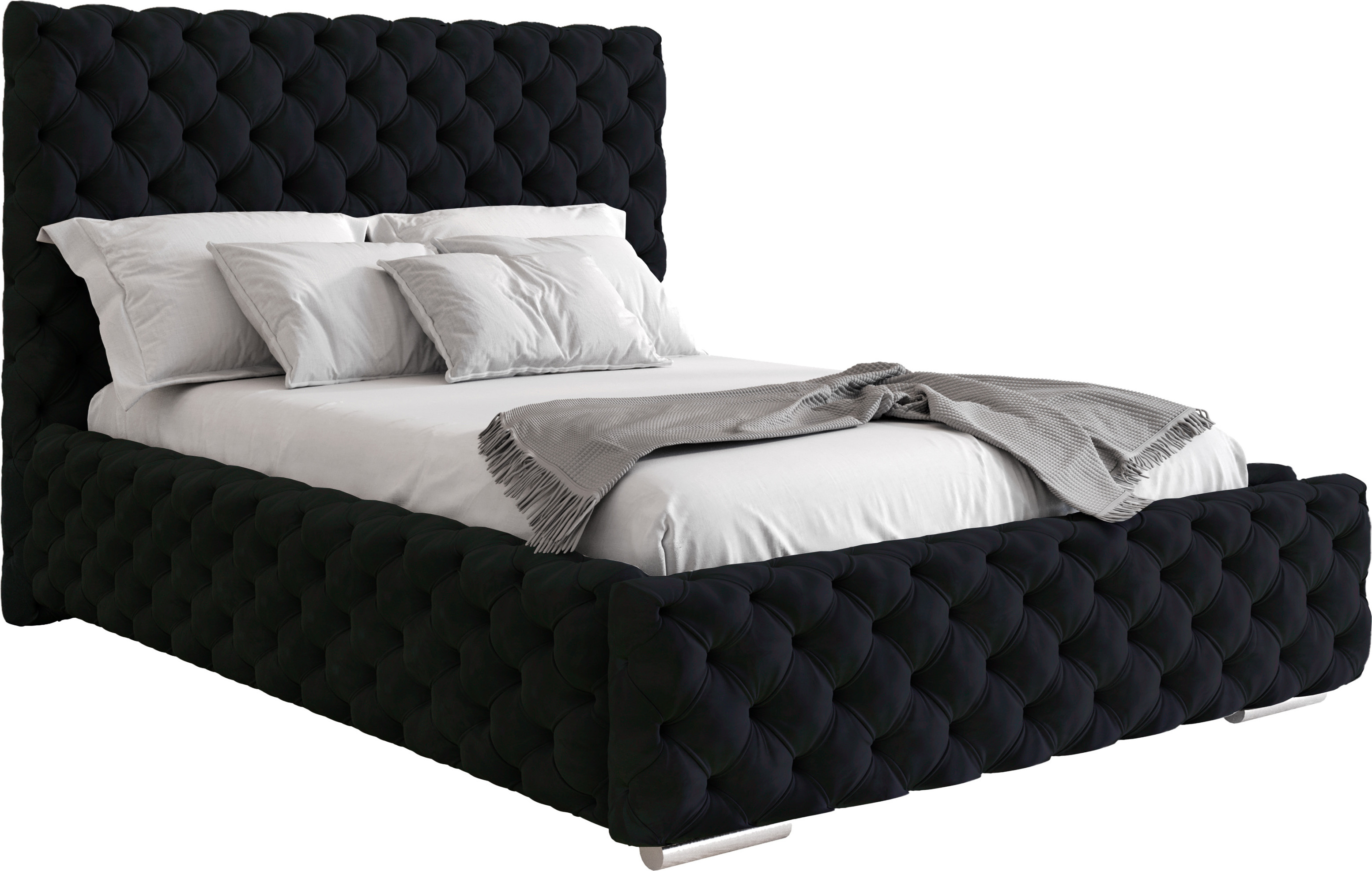 Furmeb24 HONNY 140 x 200 cm - Čalúnená posteľ s kontajnerom a dreveným rámom - Manželská posteľ s vyšším čelom - Kvalitná látka Magic Velvet