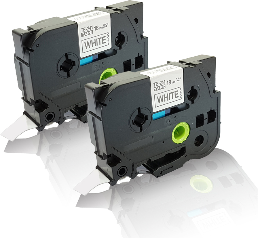 Print-Klex GmbH & Co.KG Print-Klex 2x Schriftband kompatibel kompatibel mit Brother P-Touch TZE241 P-Touch 900BTS P-Touch 900F P-Touch 9200DX P-Touch 9200PC P-Touch 9400 18mm x 8M Schwarz auf Weiß AMP-T241A1458