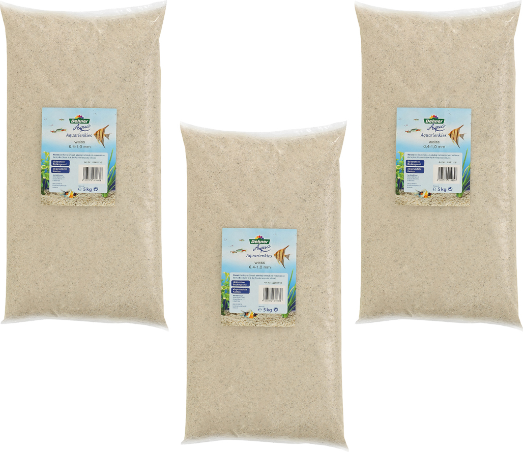 Dehner Aqua Aquariensand, Körnung 0.4 - 1 mm, 3 x 5 kg (15 kg), weiß 2645208