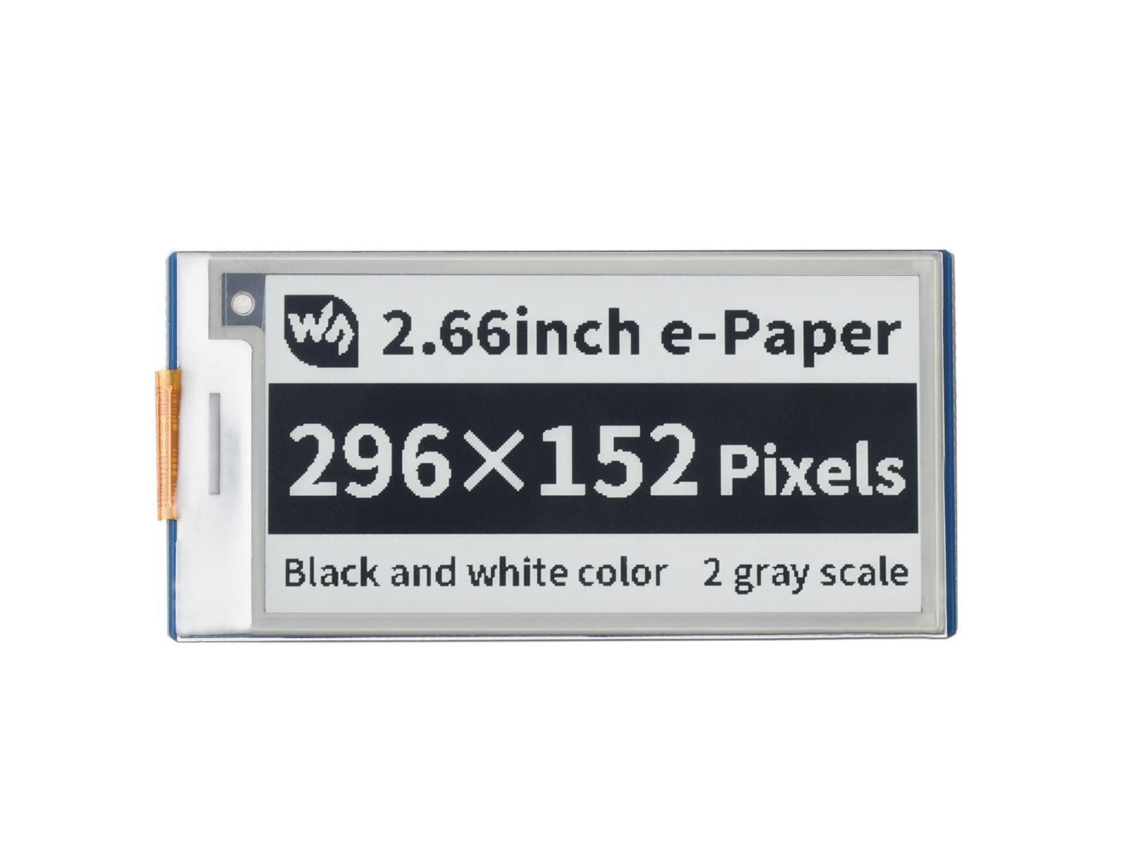 Sertronics WaveShare 2.66inch E-Paper E-Ink Display Module for Raspberry Pi Pico, 296×152, Black / White, SPI Pico-ePaper-2.66