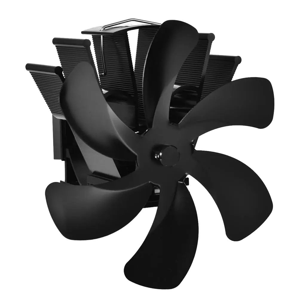Krbový ventilátor poháňaný teplom, 6 lopatiek, ekologická prevádzka, tichý dizajn , montáž na stenu
