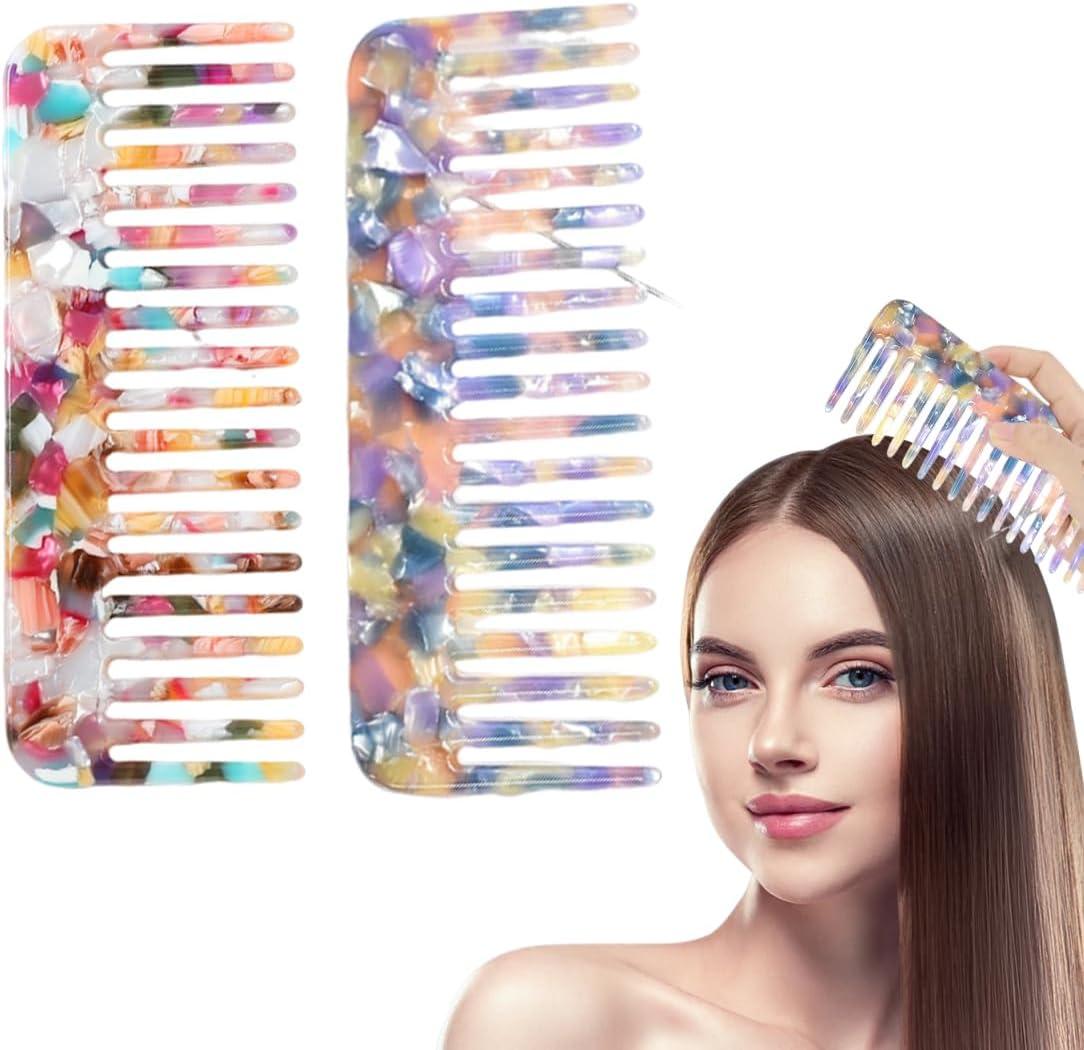 Jormftte Set aus 2 breitzinkigen Kämmen aus Celluloseacetat für lockiges Haar, geeignet für langes, dickes, welliges und nasses Haar KAU-HT-LR-TH-20260512-45
