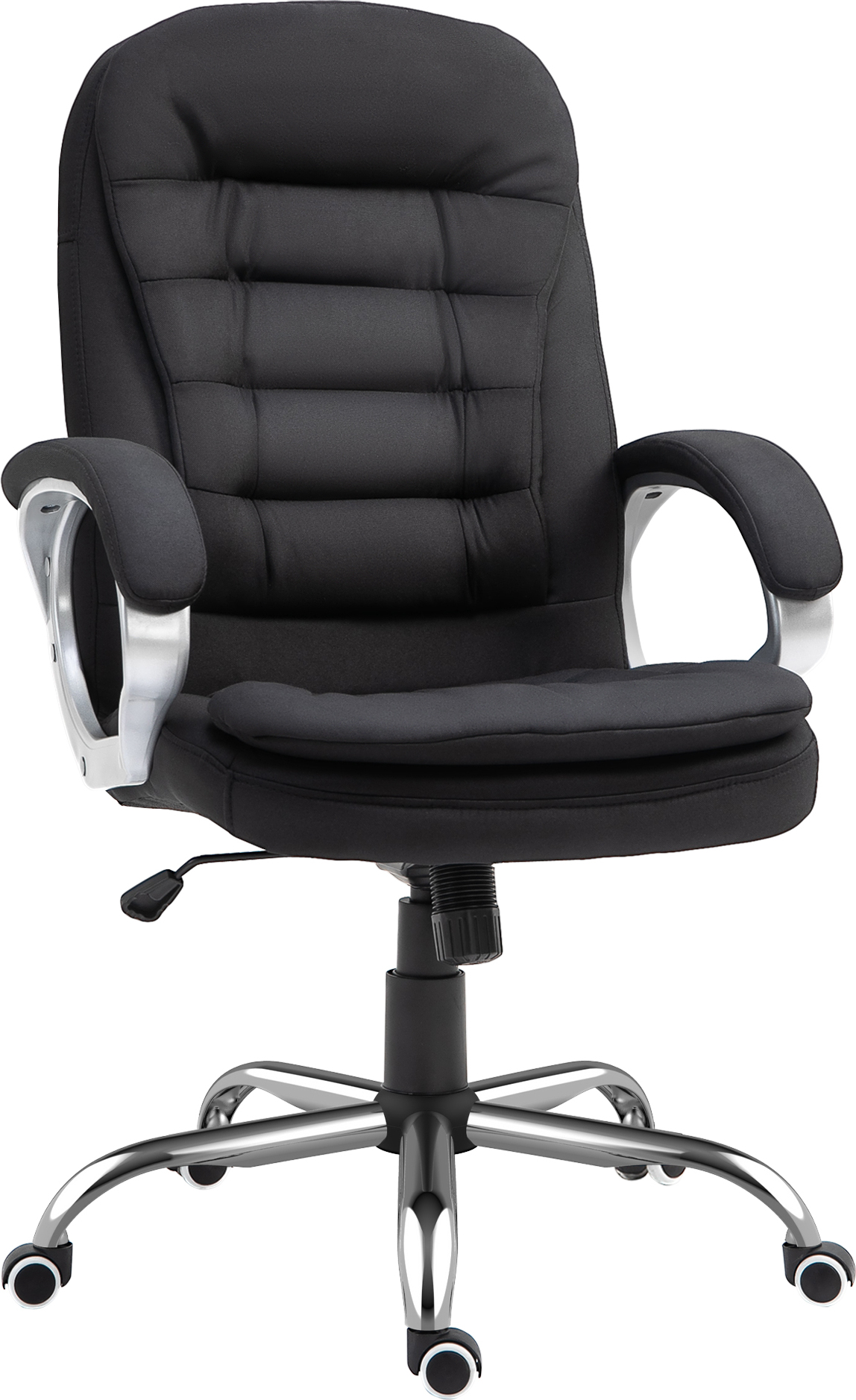 Kancelárske kreslo Vinsetto Pracovná stolička Kancelárska stolička Otočná stolička 360° Ergonomická hojdacia funkcia Nastaviteľná výška Čierne plátno 64 x 75 x 111-121 cm