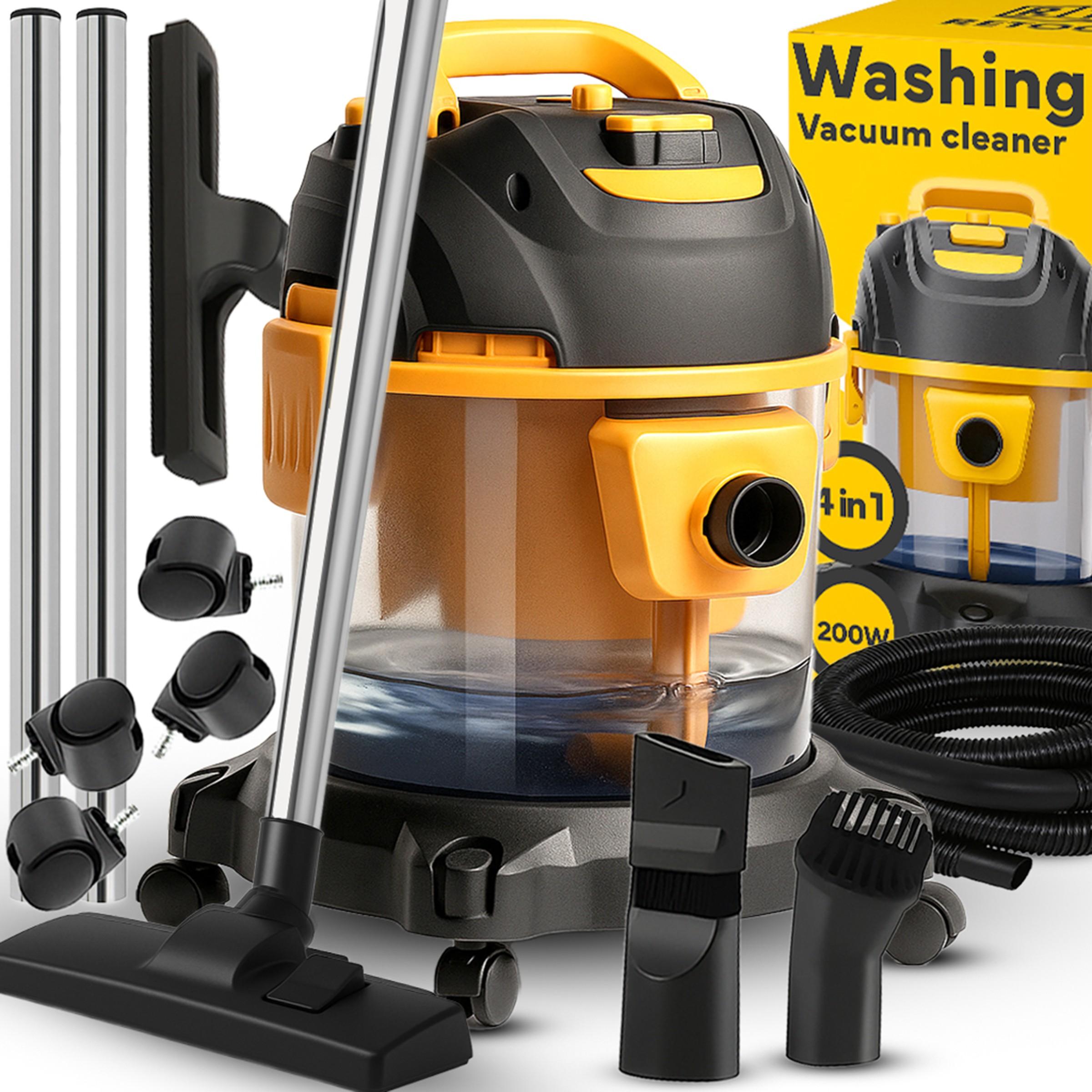 Priemyselný vysávač 2200W Vysávač na mokré a suché vysávanie Vysávač popola na krb a gril Viacúčelový vysávač Vysávač na vodu Dielenský vysávač Žltý Retoo