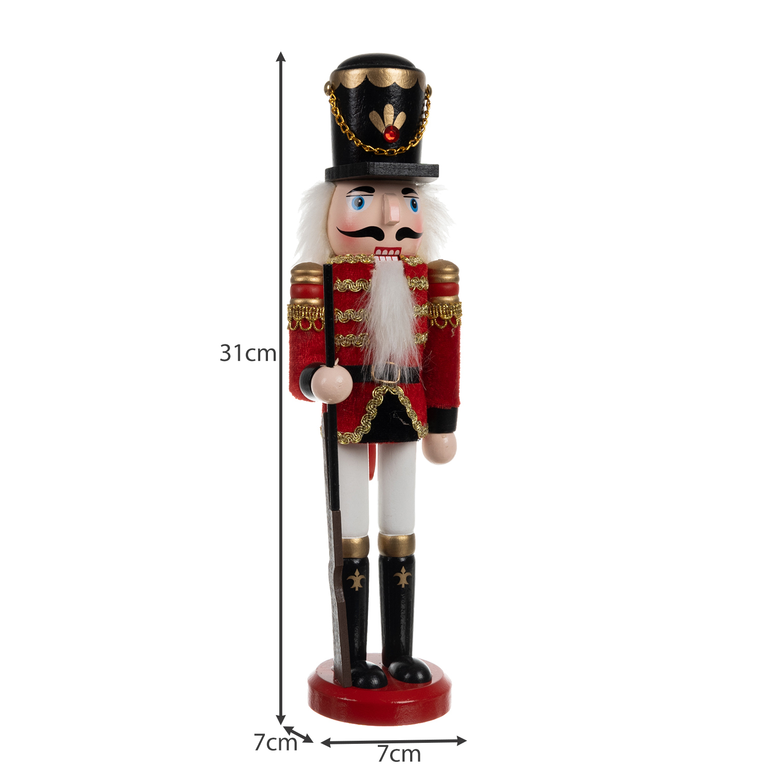 Schiaccianoci In Legno Dorato 30 Cm – Decorazione Natalizia Artigianale Per Tavolo E Camino