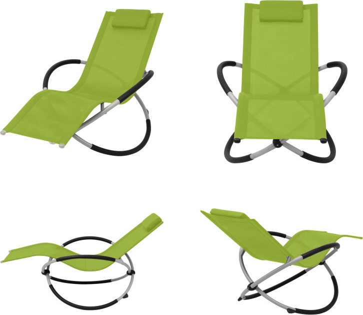 vidaXL Lehátko Geometric Steel Green - Lehátko na slnenie - Záhradné lehátko - Vonkajšie relaxačné lehátko - Skladacie lehátko