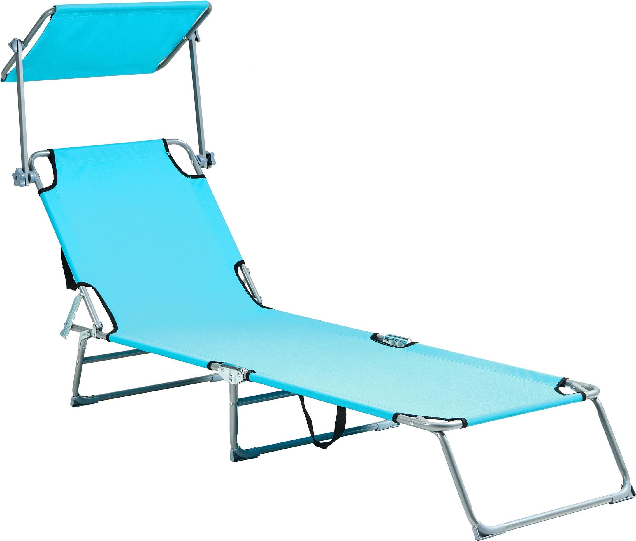 BELIANI záhradné lehátko tyrkysový oceľový rám nastaviteľné operadlo strieška skladacia pre záhradu terasa plážové lehátko moderný štýl