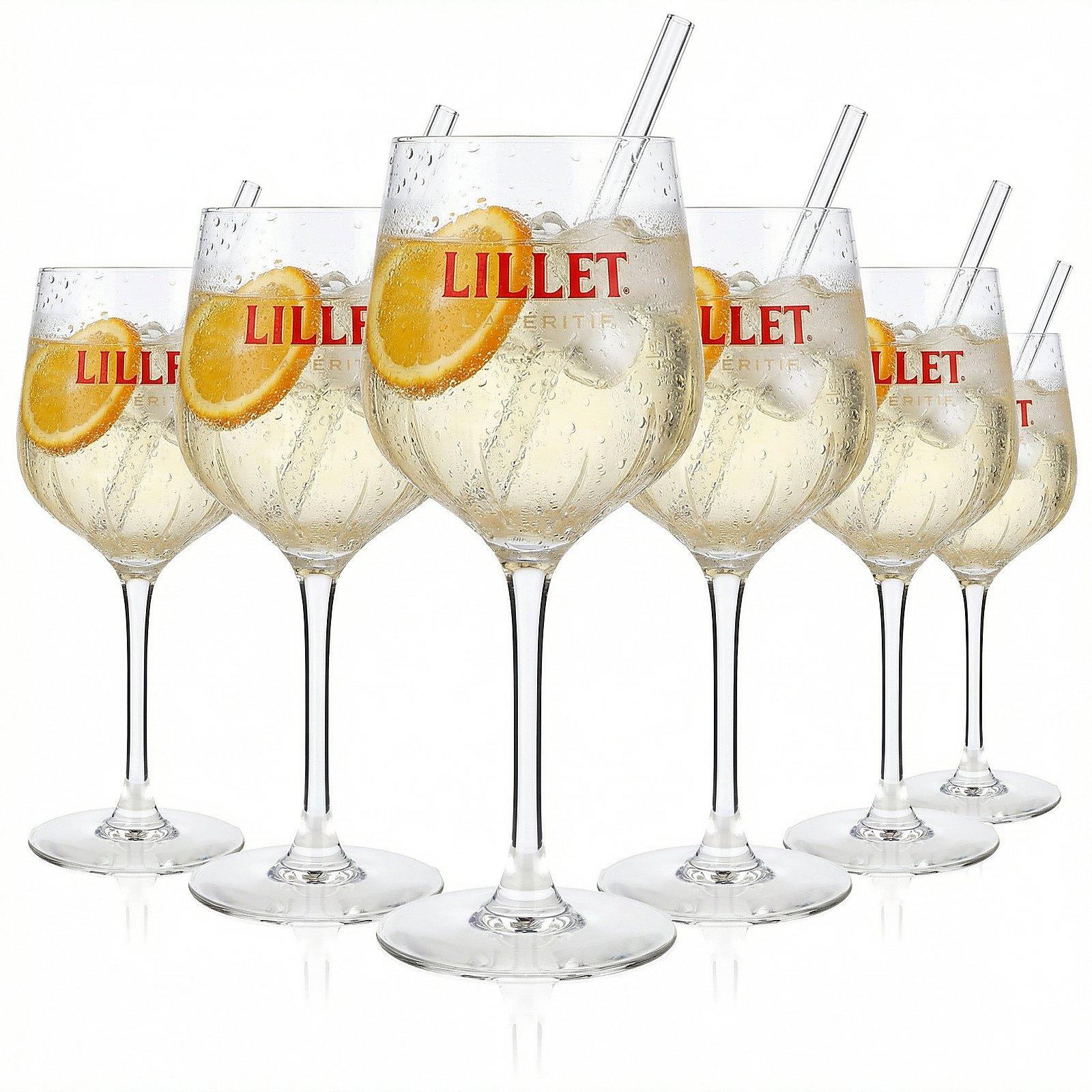 Original Lillet Signature Gläser 6er Set 0,45l Aperitif Weinglas mit Eichstrich