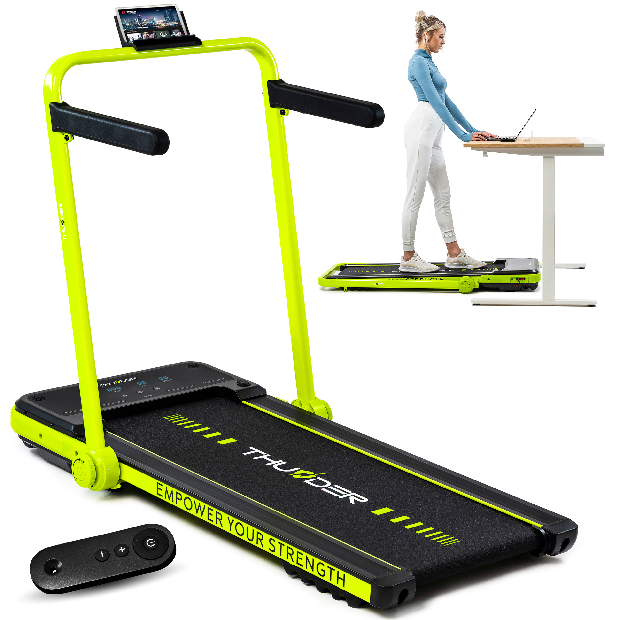 Laufband Thunder IMPACT LIME 106,5x40cm 12km/h FitShow klappbar Bluetooth Transportrollen