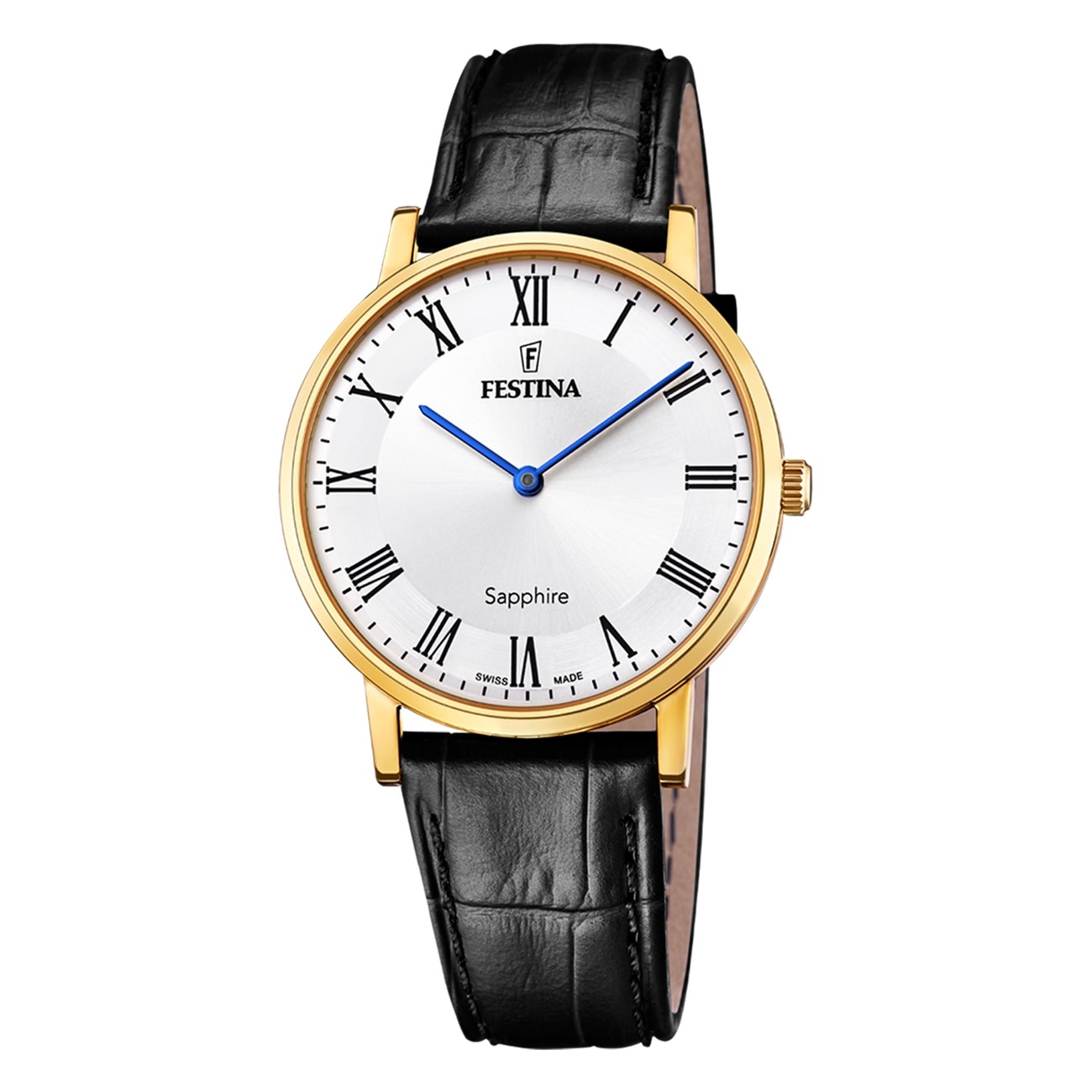 Festina pánske hodinky kožené čierne Festina Swiss made náramkové hodinky UF20016/4