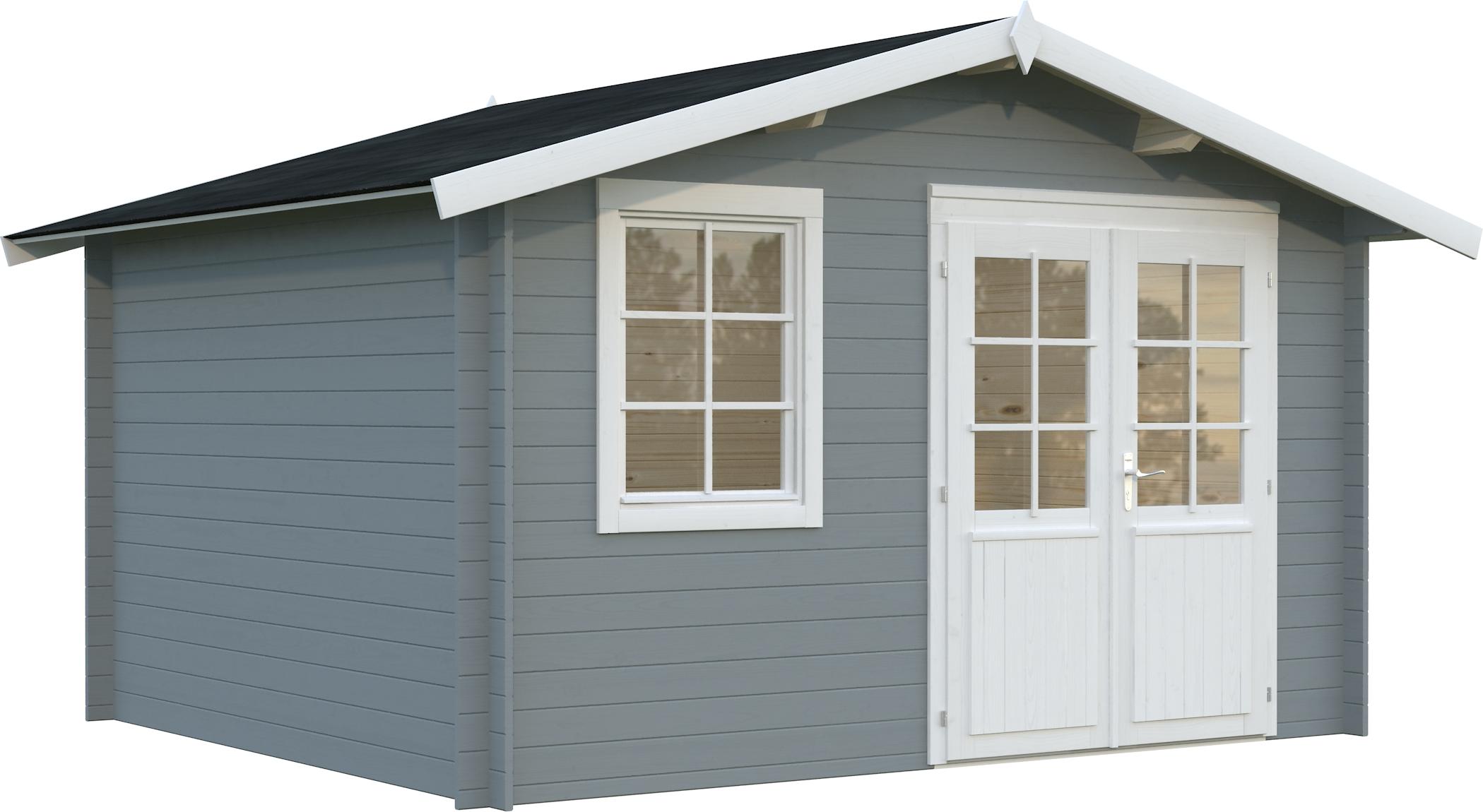 Gartenhaus Palmako Klara 10,4 m² 424 x 354 cm hellgrau-weiß