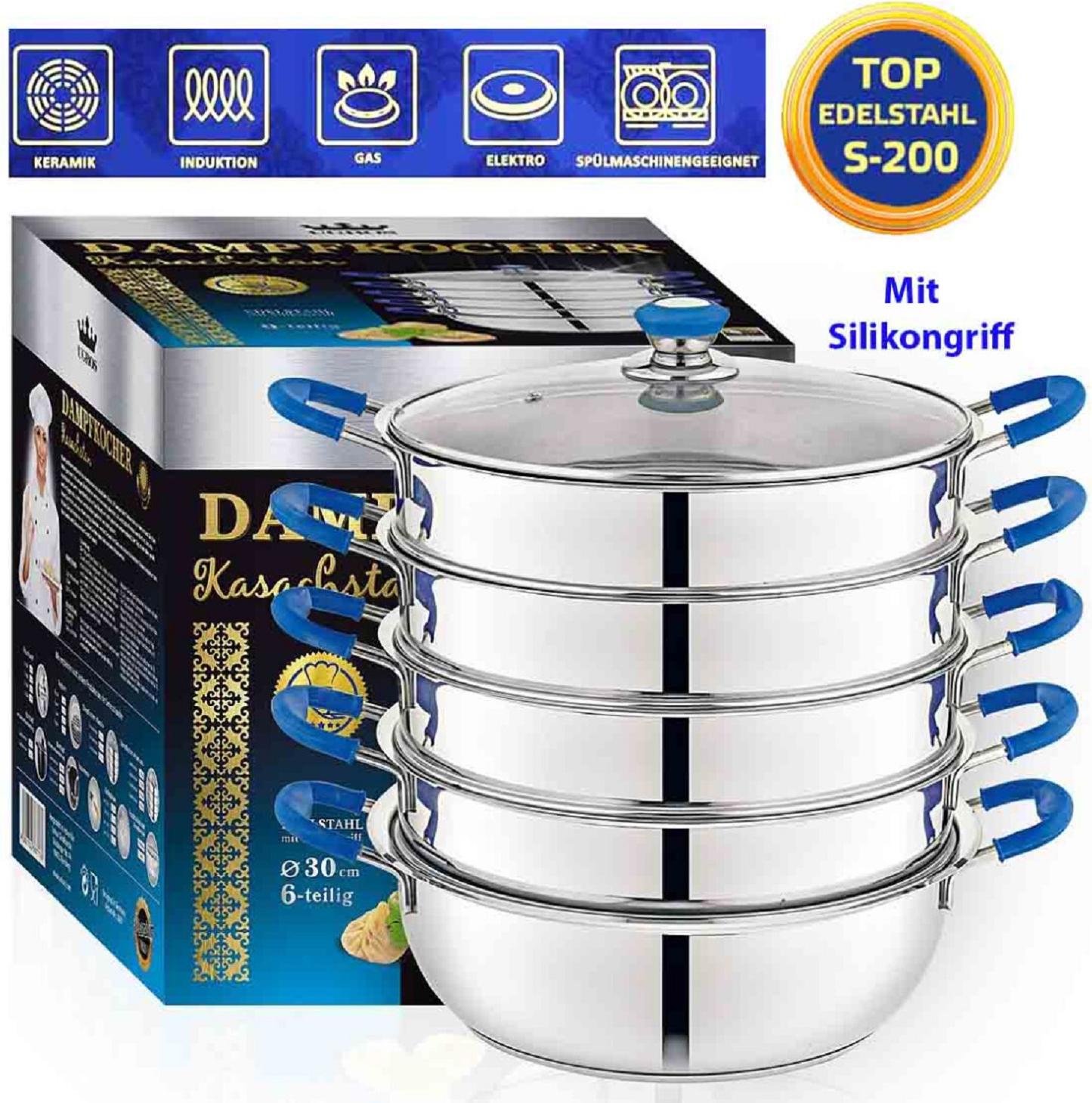 Ugros Mantowarka Dampfkocher Ø30 cm Kasachstan mit Silikongriff