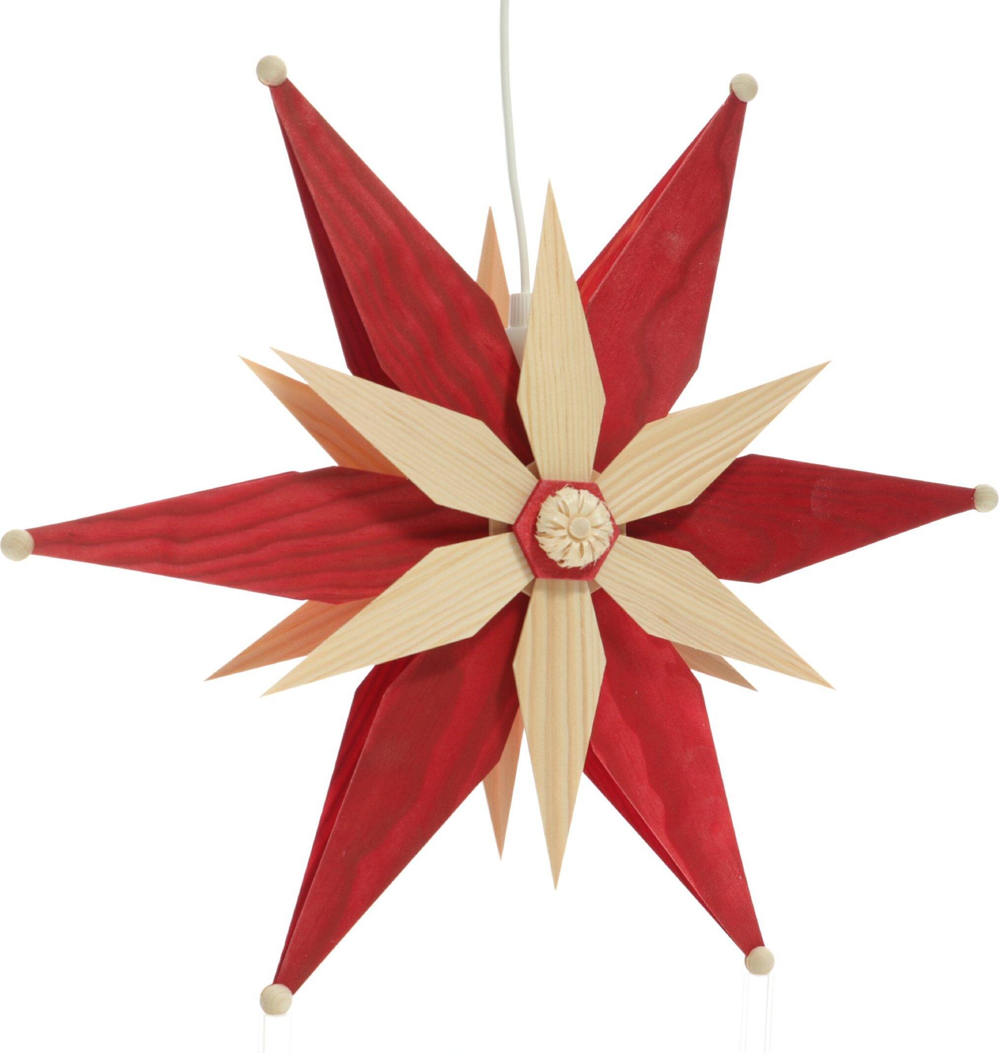 Herstellung von Baum- & Fensterschmuck Martina Rudolph Fensterschmuck Holzstern mit Beleuchtung BxHxT 32x32x10cm NEU