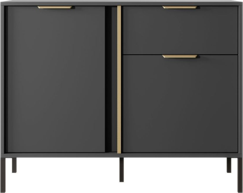 VENETI HARTSELE schmale Kommode - Anthrazit 143-10-00026