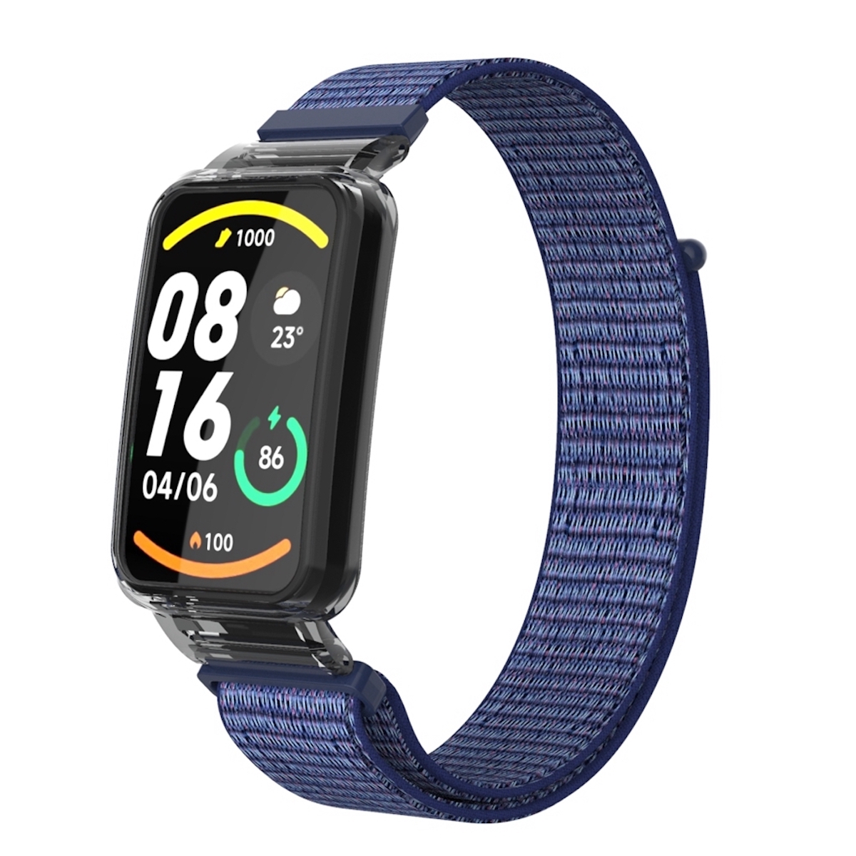 Pre Xiaomi Mi Band 7 Pro 2 v 1 hodinkový remienok s nylonovou tkaninou a integrovaným ochranným krytom Náhradné inteligentné hodinky Dark Blue