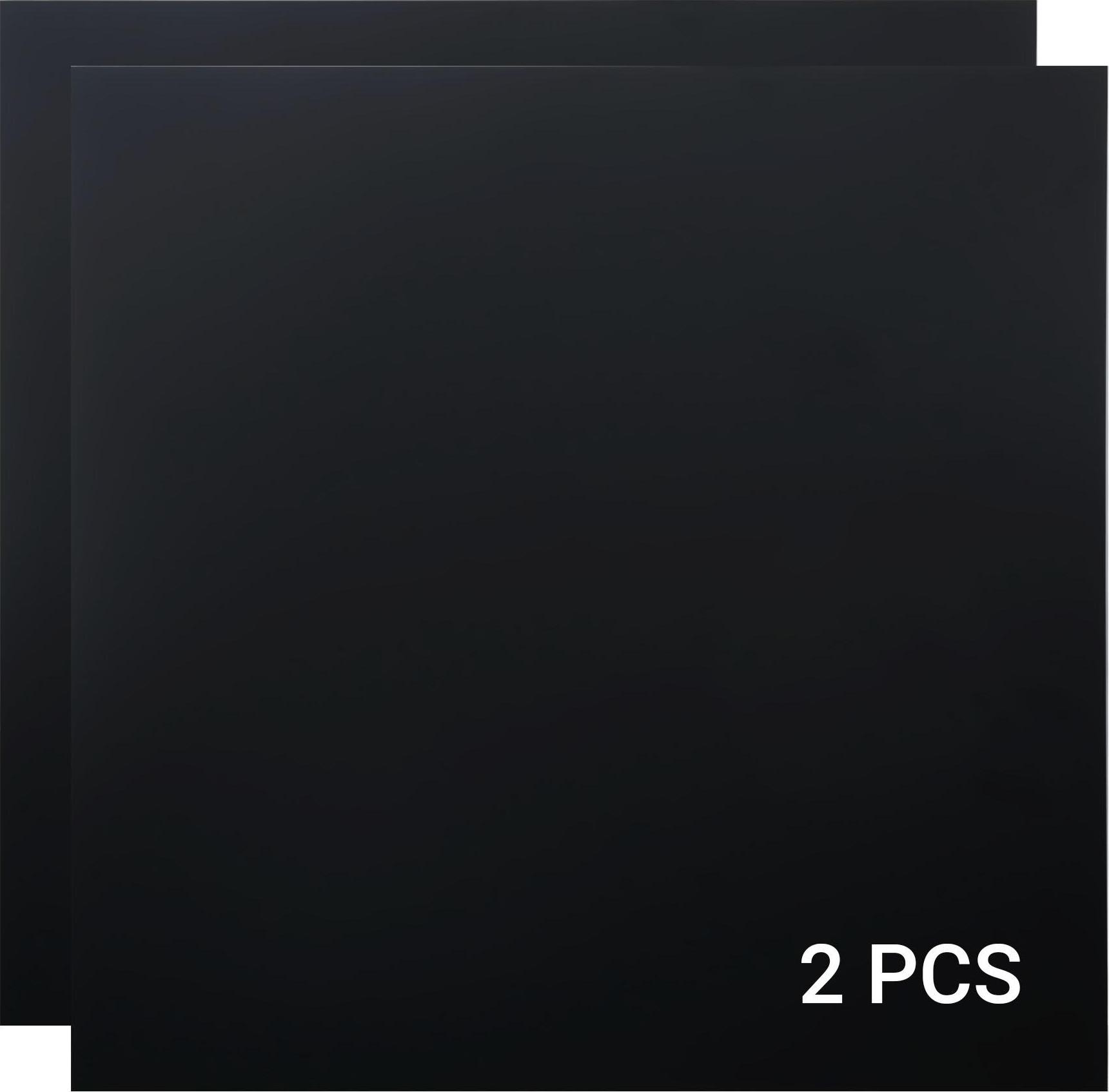 TWO TREES 2 Stück Schwarze Acrylglasplatten 12"x12" (30x30cm), 3mm Dicke, Opaques Plexiglas für Schilder und Bastelprojekte, Glänzend