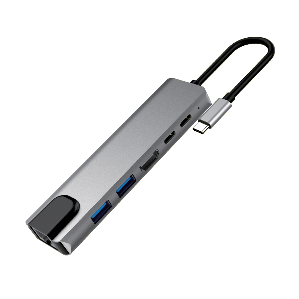 MK Floria MKFUSBC61, USB Typ-C, HDMI, RJ-45, USB 3.0, USB Typ-C, 1000 Mbit/s, Strieborná, Hliník, Android