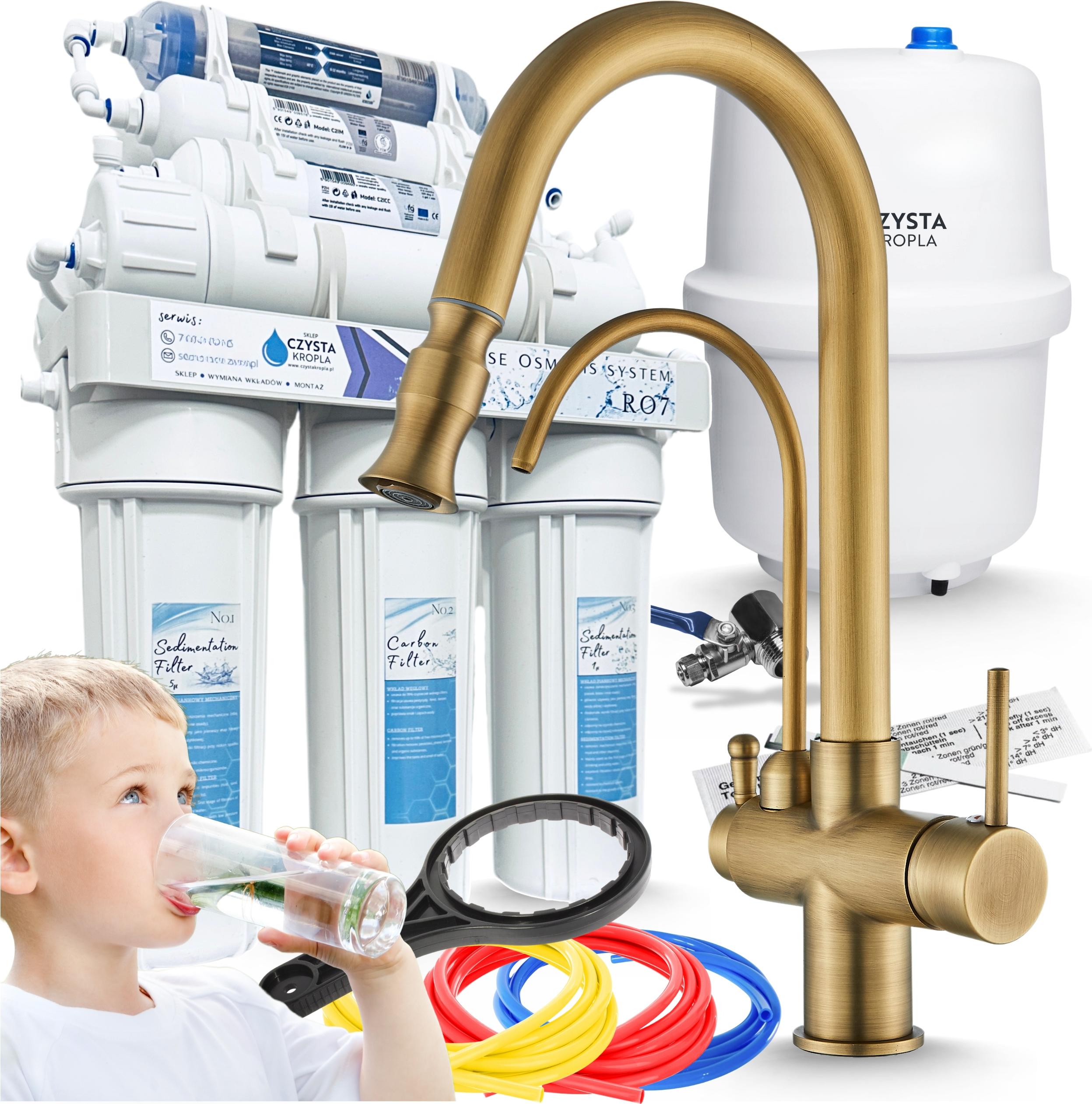 Wasserfilter Ro7 3-Wege Parma Küchenarmatur Gebürstetes Gold Image