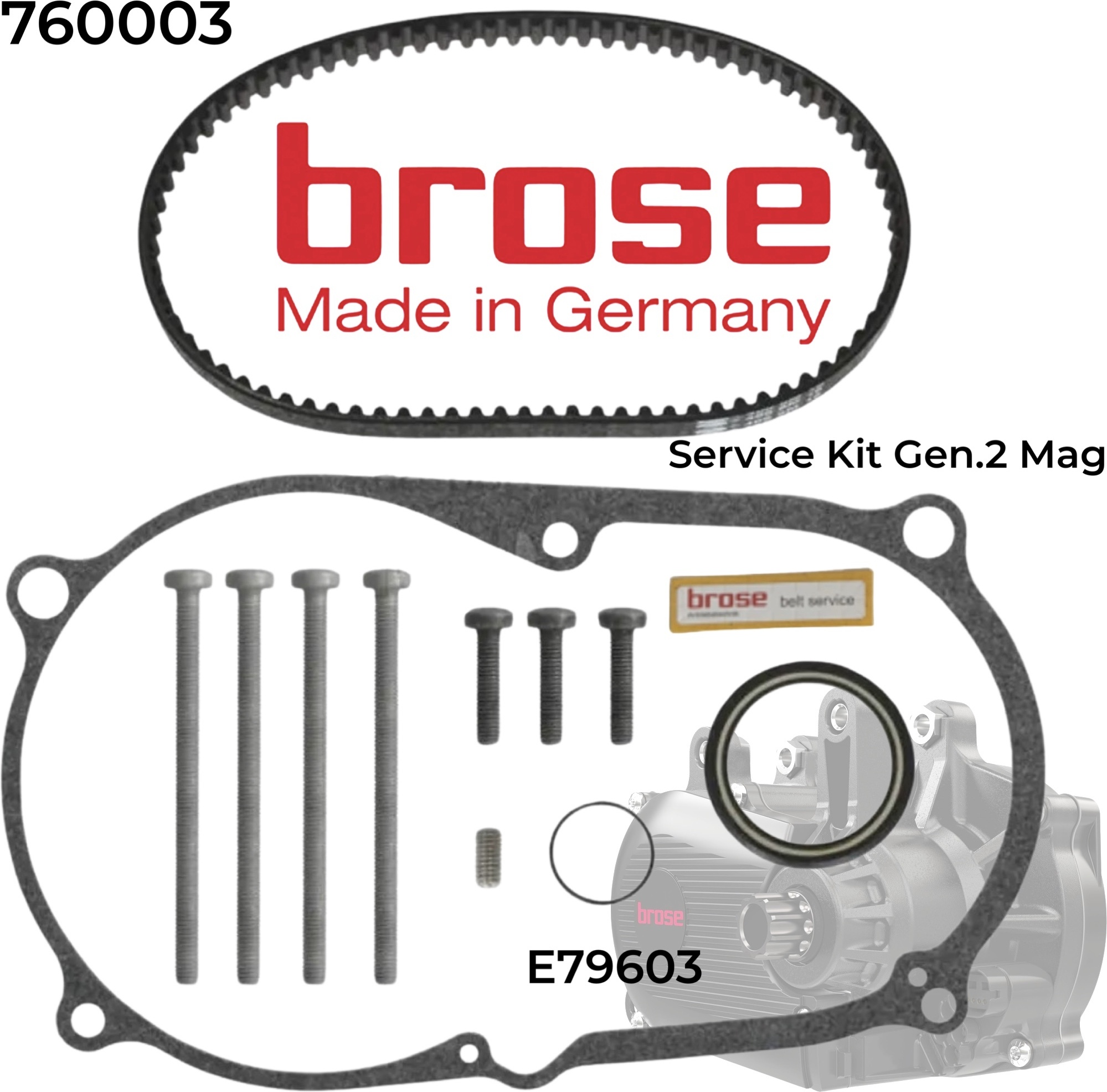 Brose Fahrrad E-Bike Motor Riementausch Kit Gen. 2 für MAG Gehäuse/ E79603