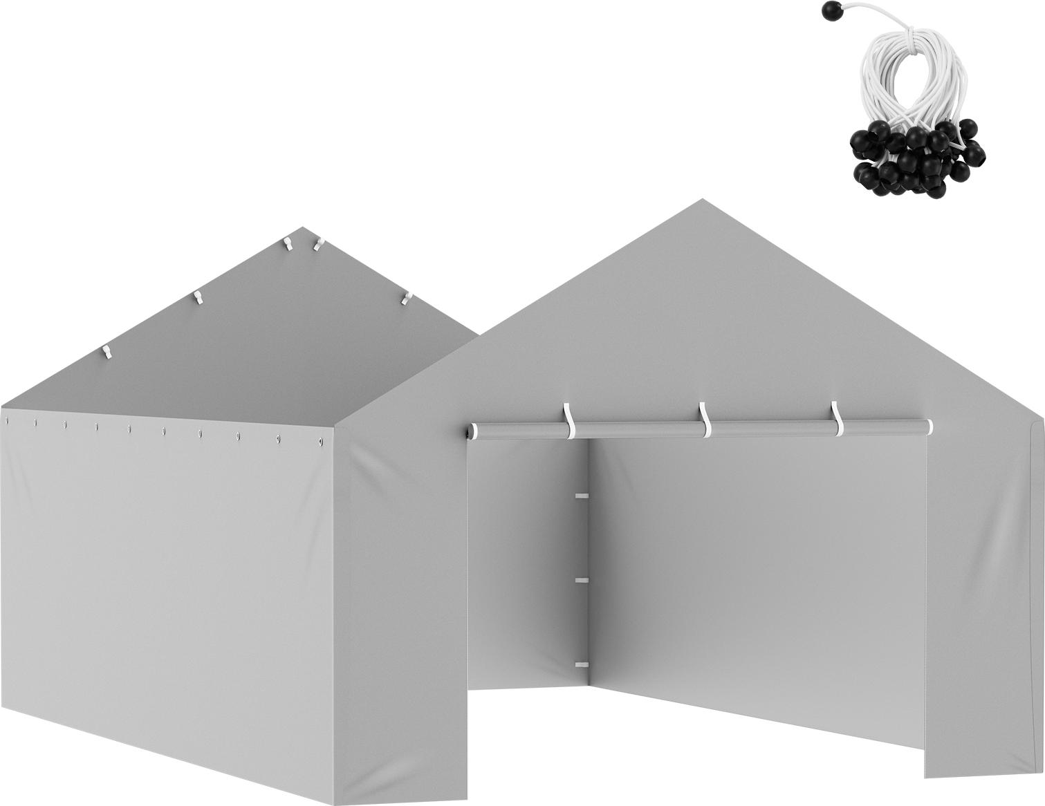 SucceBuy 13x20 ft náhradný prístrešok pre bočnú stenu, odolný kryt garážového stanu, vodotesný a chránený proti UV žiareniu, jednoduchá inštalácia pomocou napínacích popruhov, sivý (vrchná časť a rám nie sú súčasťou balenia)