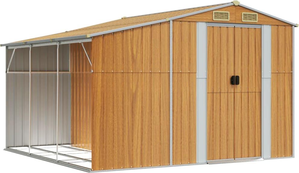 vidaXL Záhradný prístrešok svetlohnedý 277x279x179 cm pozinkovaná oceľ