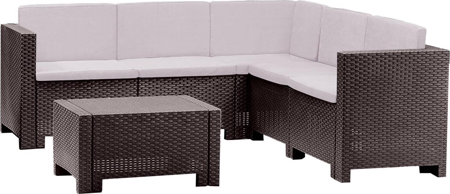 Dmora Garten-Set Encelado Braun, 5 Plätze, ein Tisch