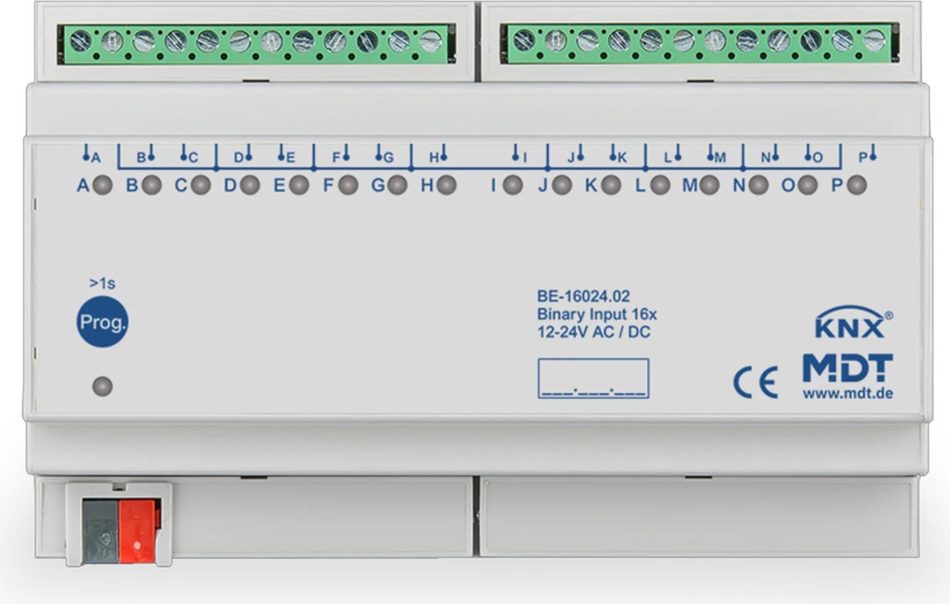 MDT KNX Binäreingang 16fach 24 V REG, 1 Stk. BE-16024.02