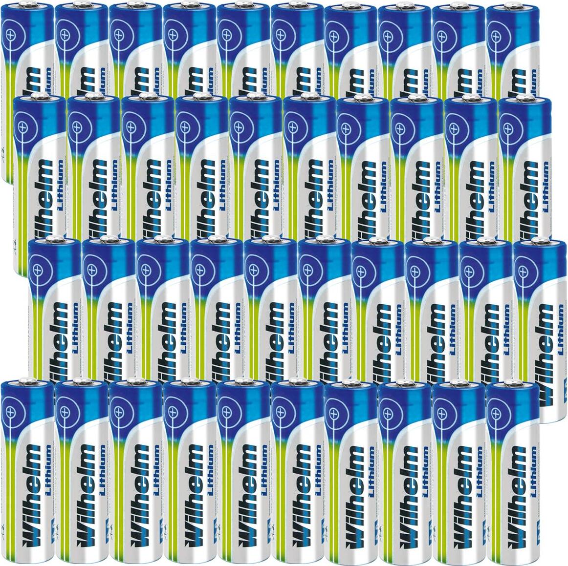 40 x Wilhelm Lithium AA Mignon Batterien LR6 1,5V Lithiumbatterie