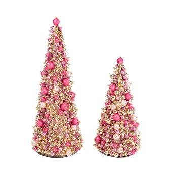 Goodwill Weihnachtsbaum Perlen Gold-Pink H 26 cm 2er Set 10259